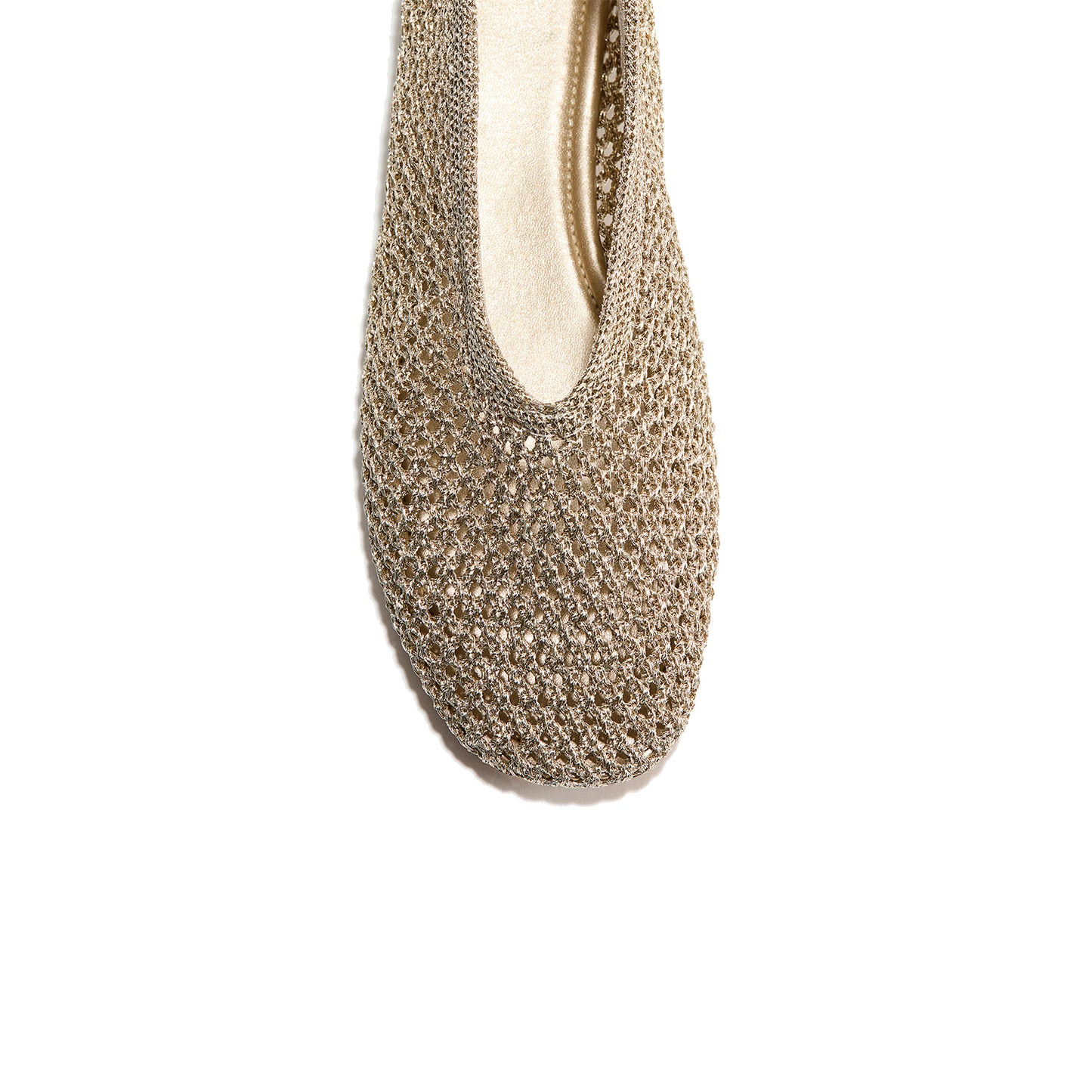 Champagne Woven Square-Toe Simple Slip-On Ballet Classic Flats