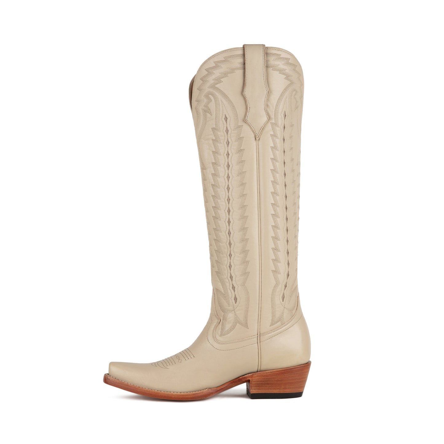 Taupe Snip-Toe Western Embroidery Classic Wide Calf Knee High Cowgirl Boots