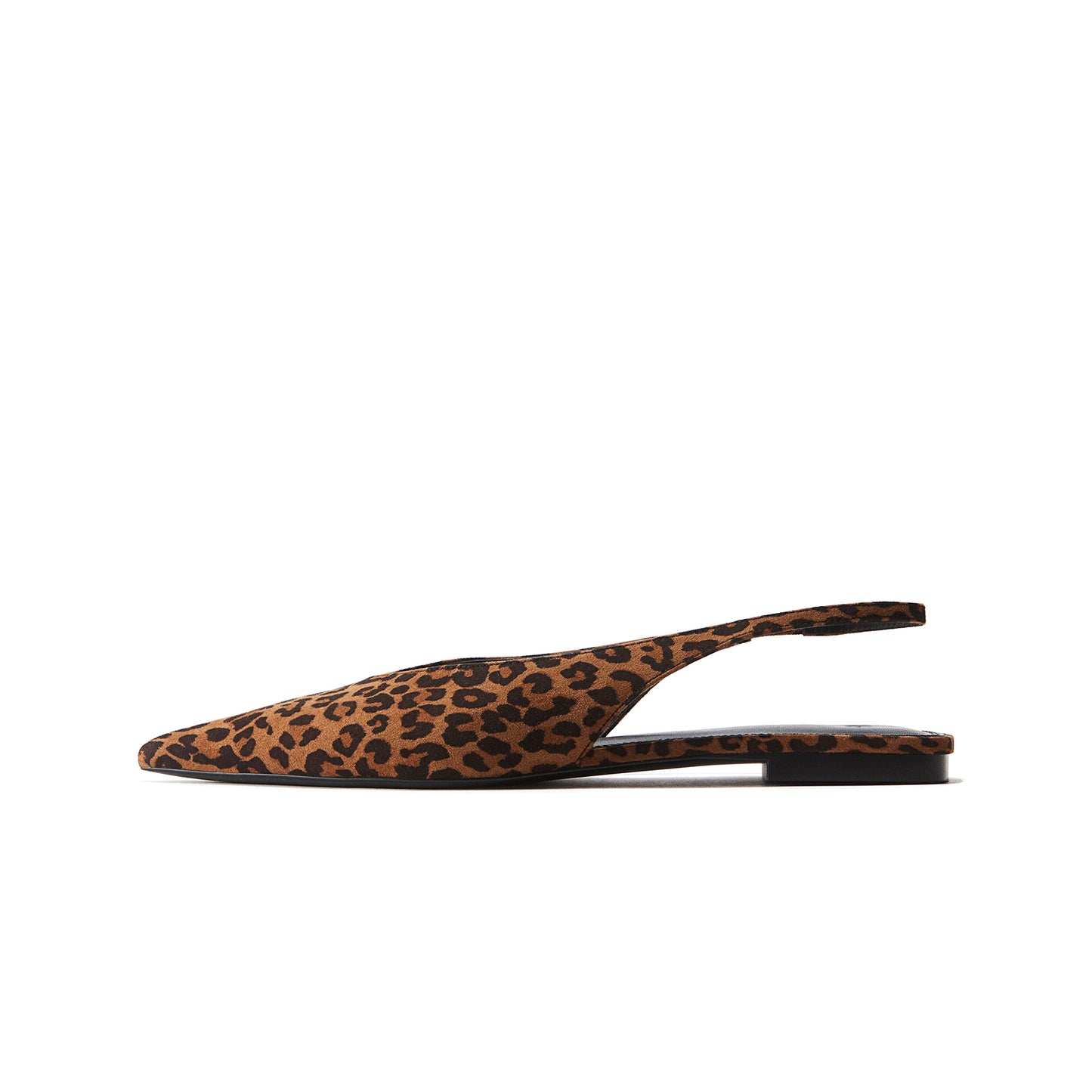 Leopard Faux Suede Pointed-Toe Slingback Flats