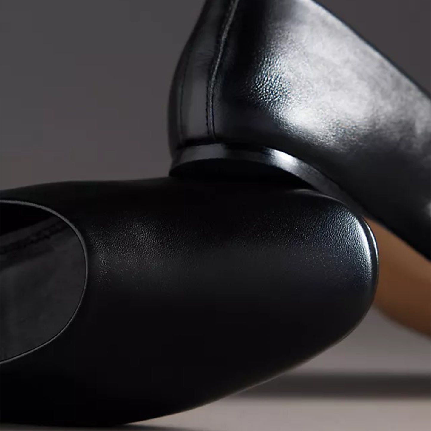 Black Square-Toe Slip-On Classic Ballet Flats