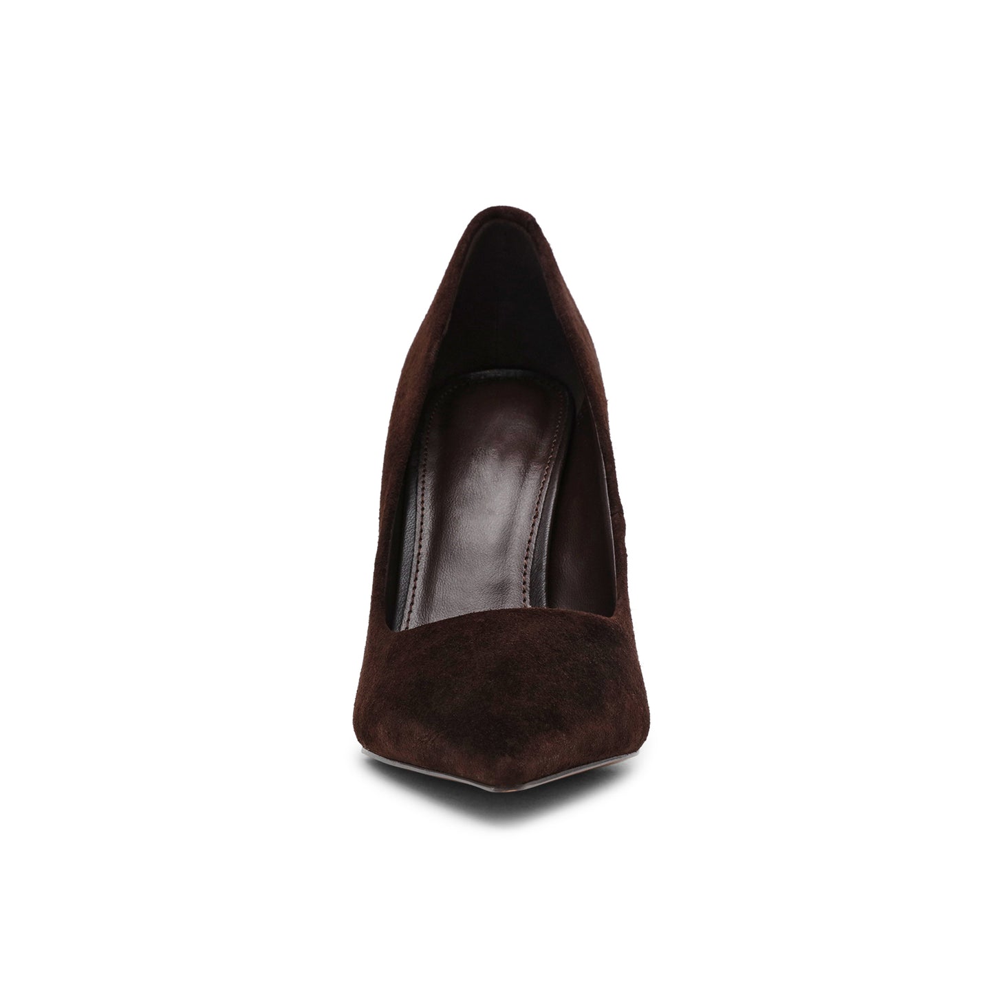 Brown Faux Suede Classic Pointed-Toe Slip-On High Heels Pumps