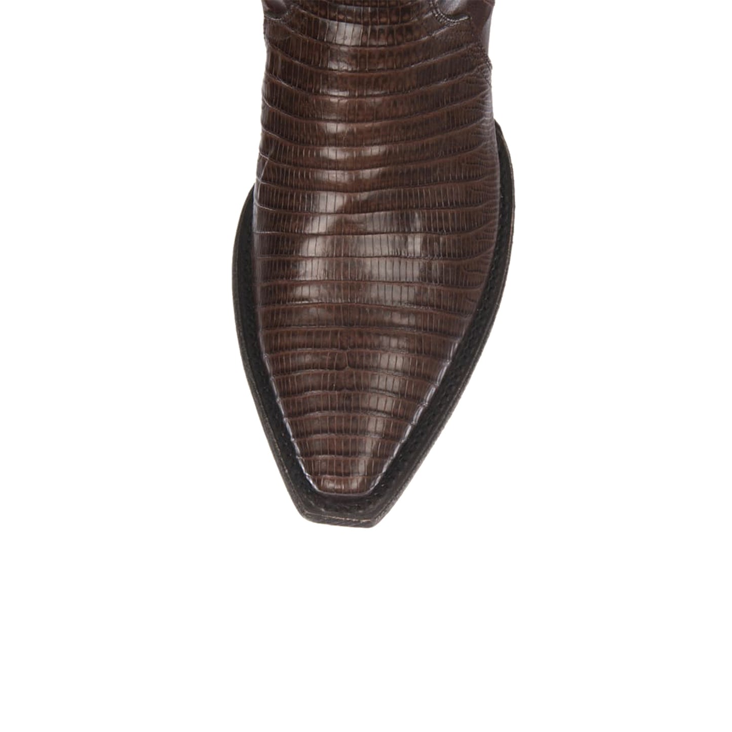 Chocolate Contrast Vegan Leather And Lizard Print Snip-Toe Embroidery Classic Mid Calf Cowgirl Boots