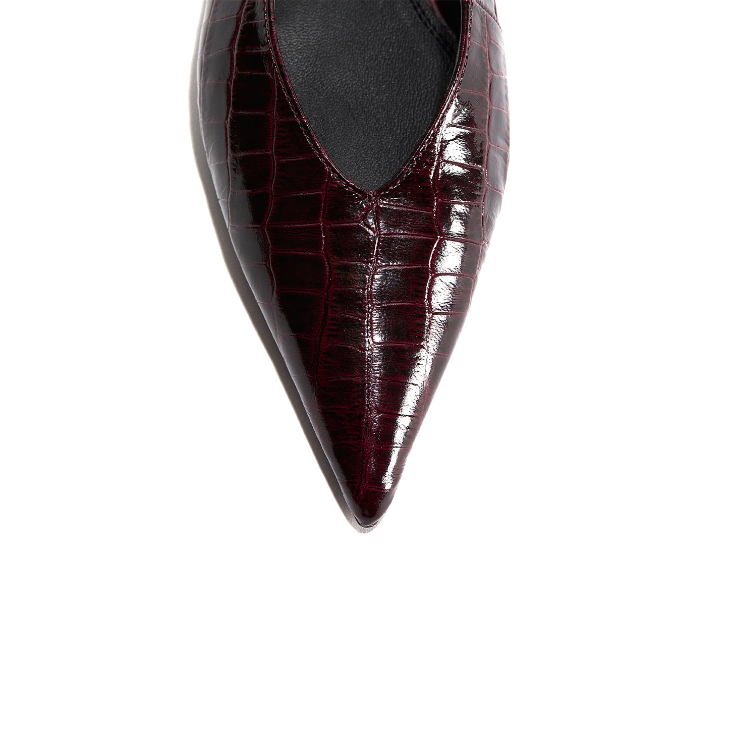 Burgundy Stone-Pattern Pointed-Toe Back Strap Chic Flats