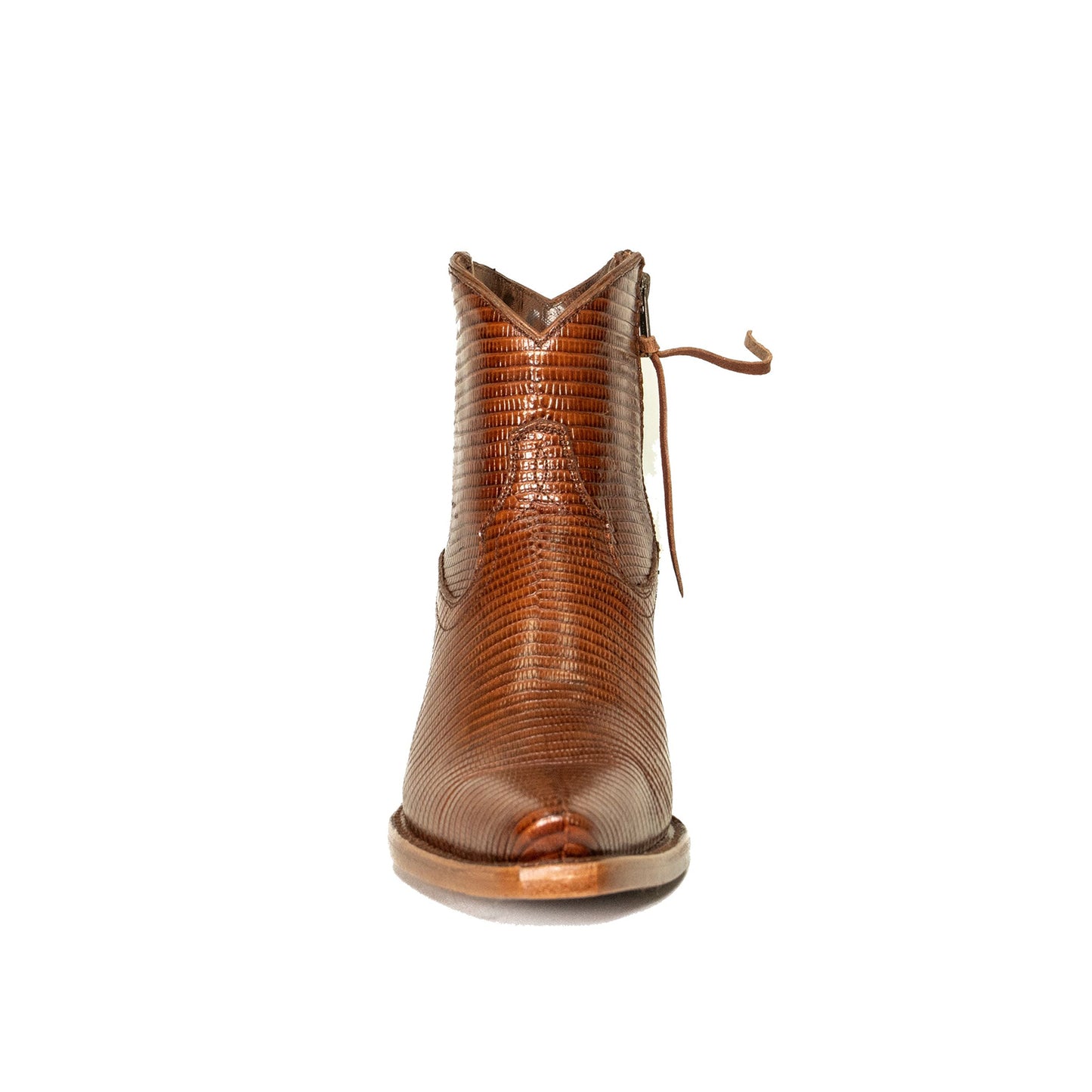 Brandy Lizard Print Snip-Toe Simple Full-Zip Ankle Cowgirl Boots