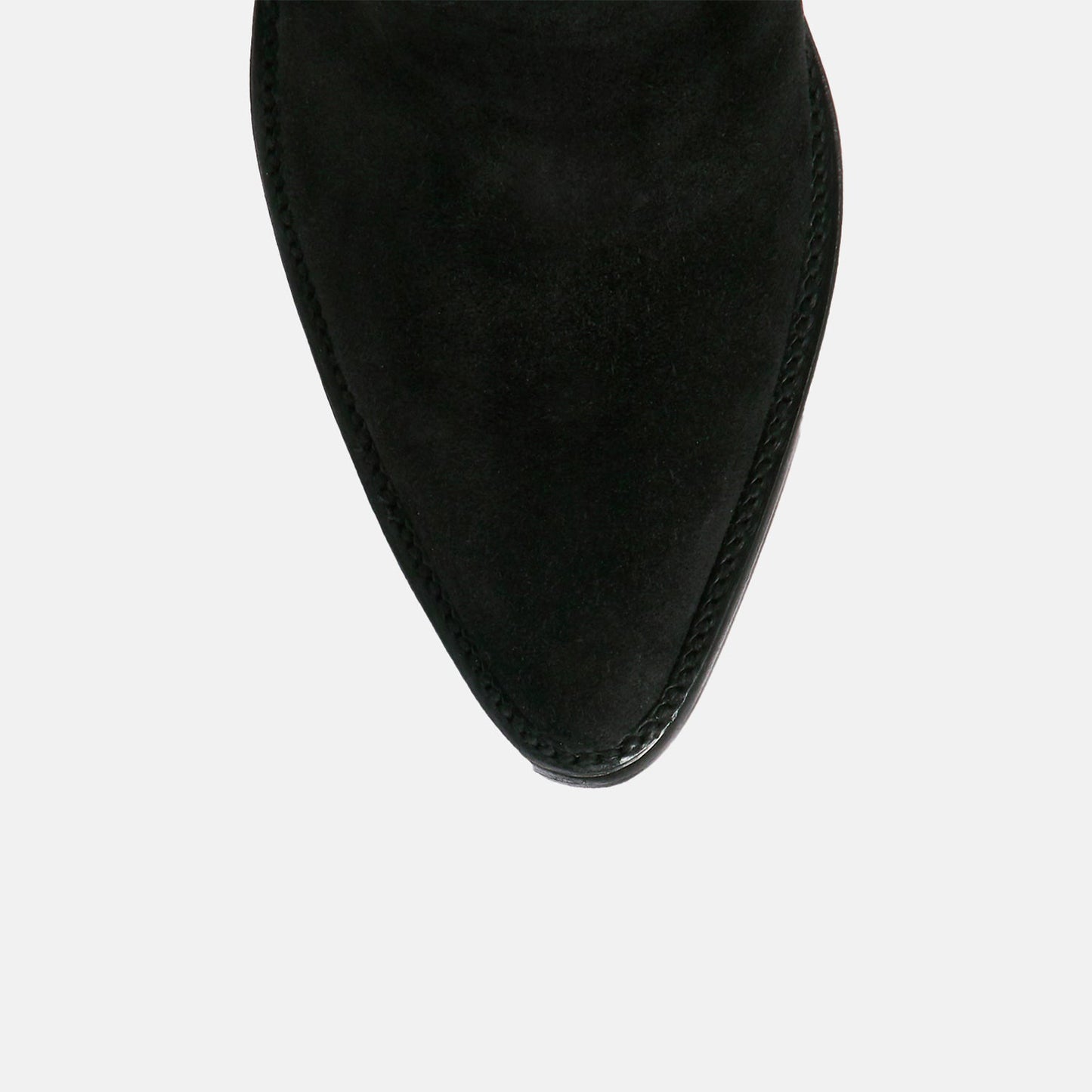 Black Faux Suede Round-Toe Side Fringe Half-Zip Simple Ankle Cowgirl Boots
