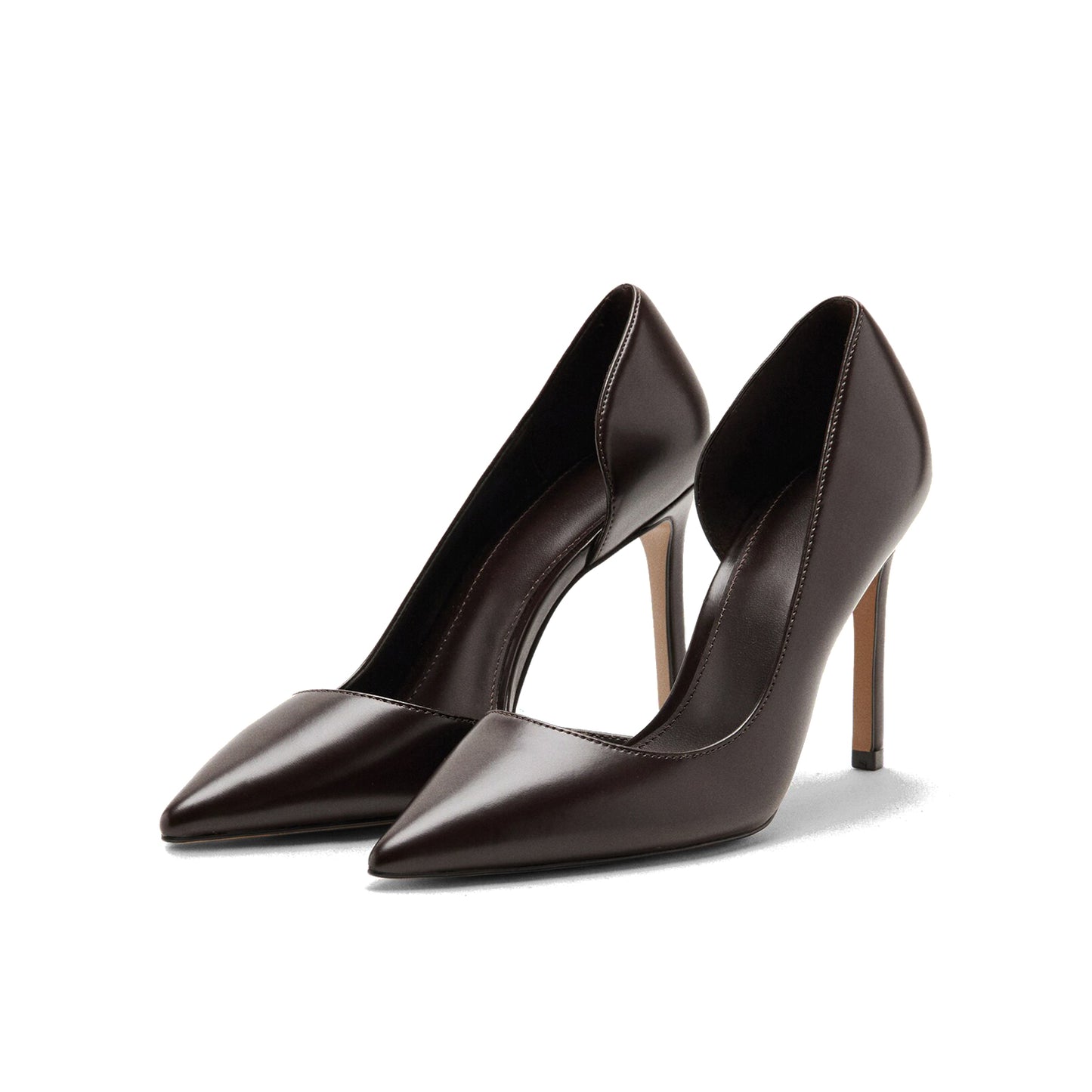 Chocolate Pointed-Toe Slip-On Sleek High Heels Pumps