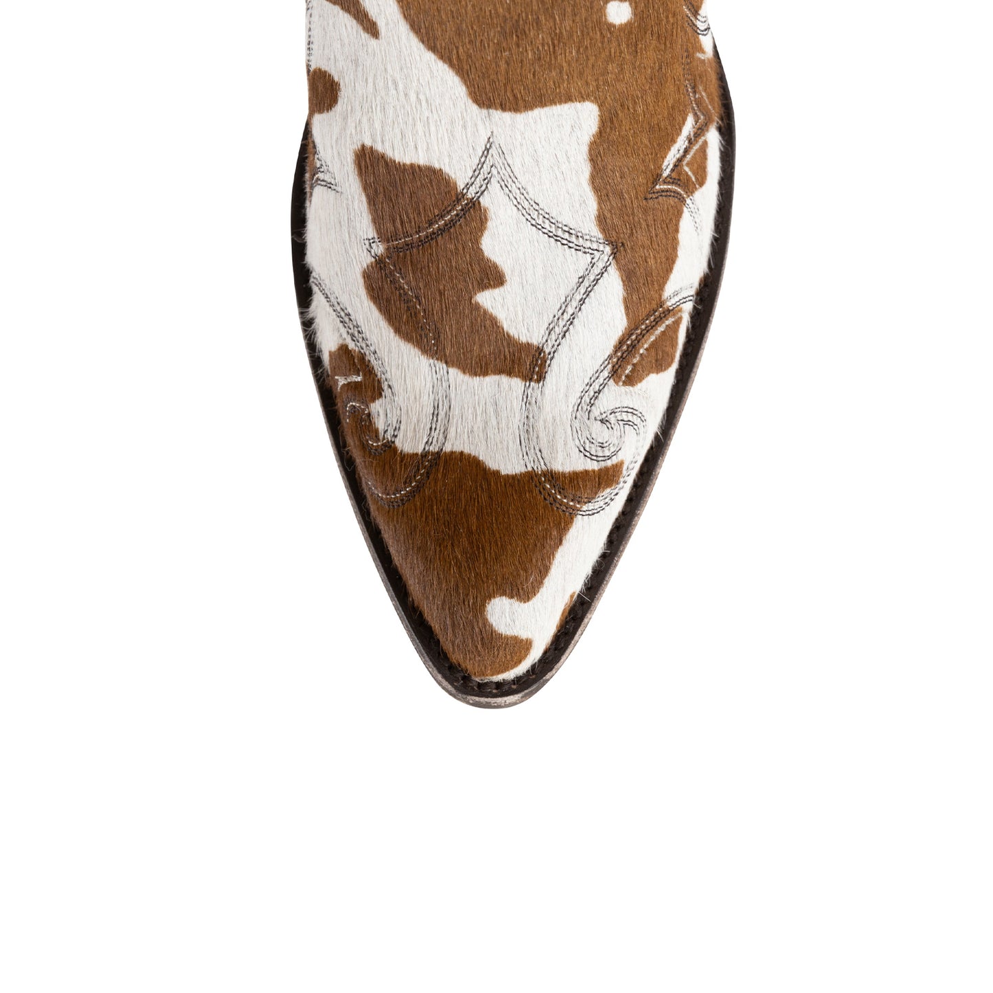 Classic Cow Pattern Almond-Toe Embroidery Half-Zip Knee High Cowgirl Boots