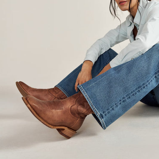 Brandy Square-Toe Western Embroidery Mid Calf Cowgirl Boots