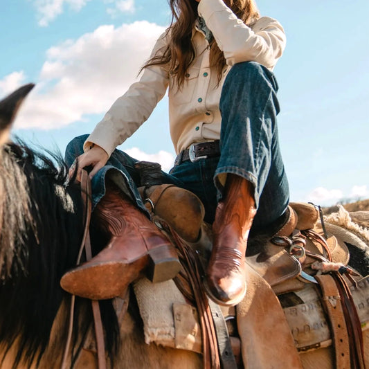 Brown Almond-Toe Embroidery Classic Mid Calf Cowgirl Boots