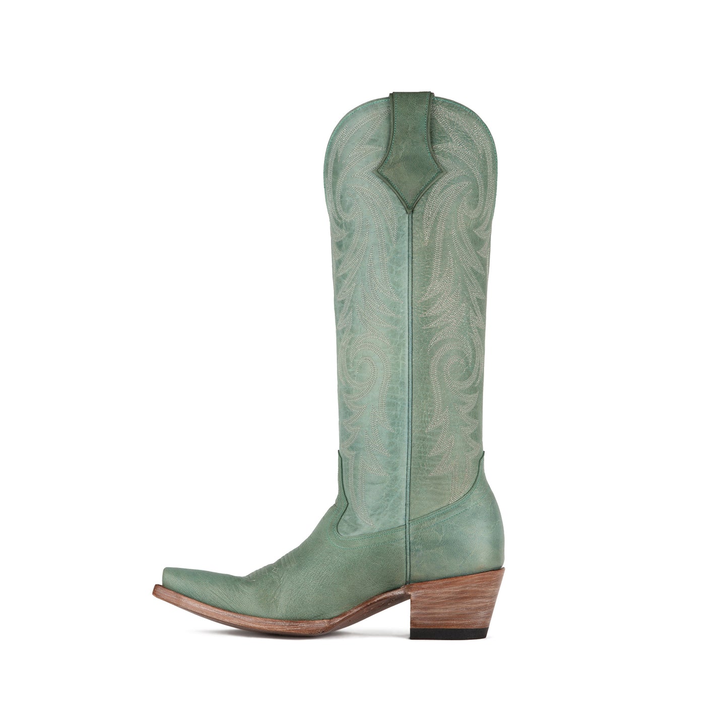 Aqua Snip-Toe Western Embroidery Classic Wide Calf Knee High Cowgirl Boots
