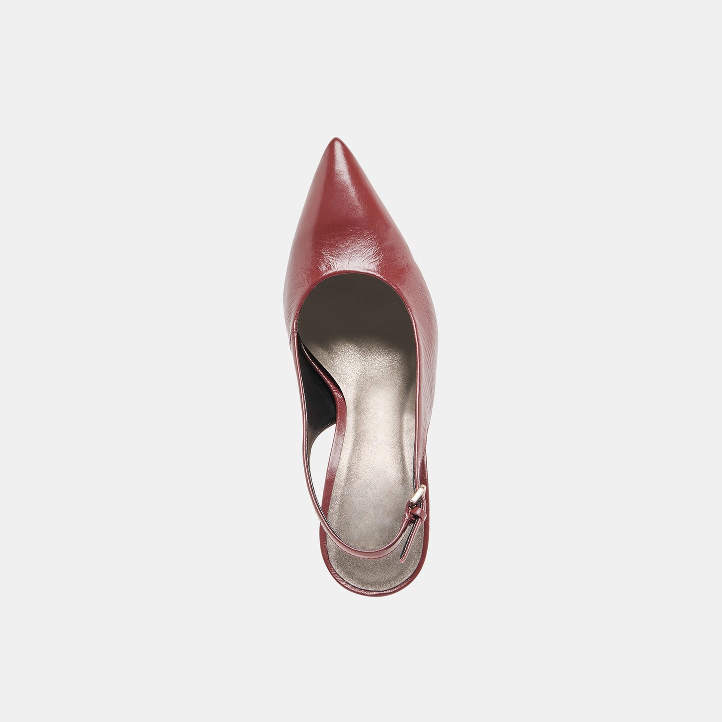 Red Classic Pointed-Toe Buckle Slingback Kitten Heels