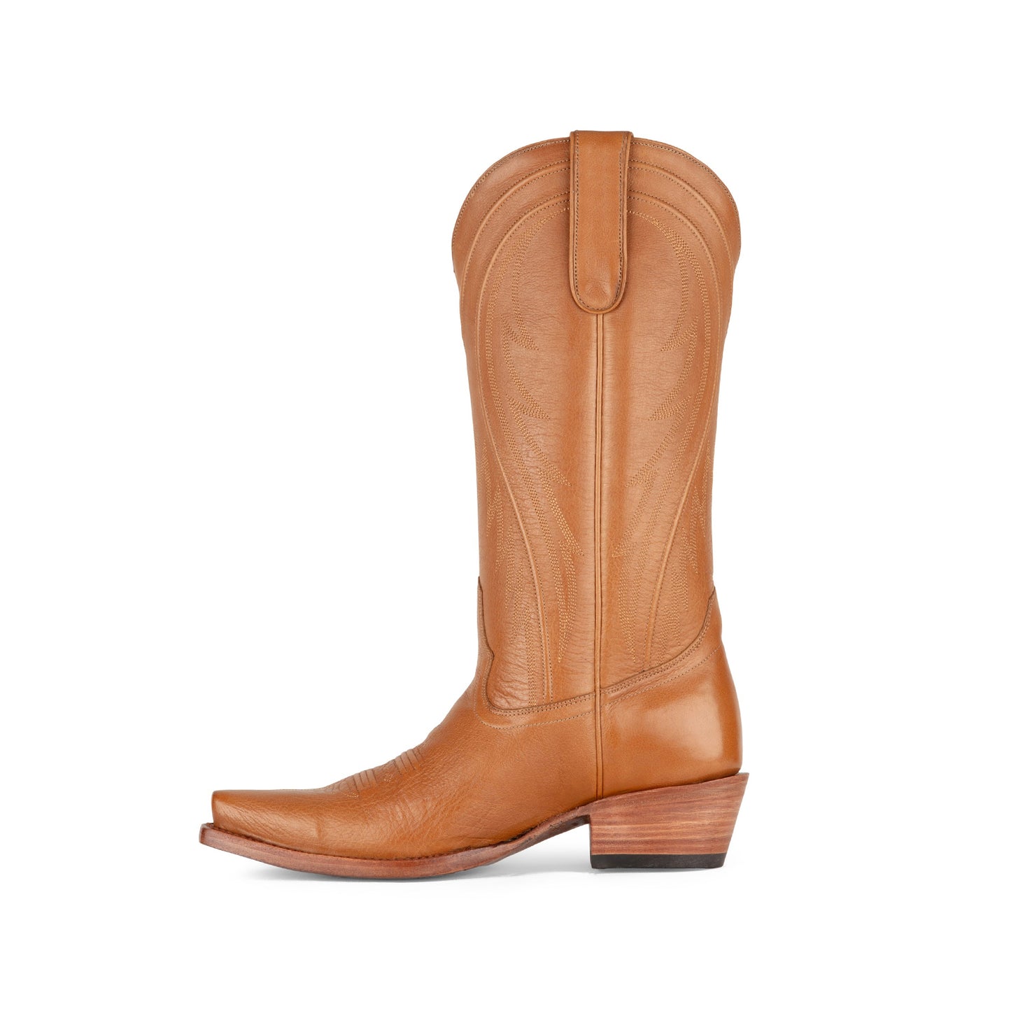 Tan Snip-Toe Classic Embroidery Chic Mid Calf Cowgirl Boots