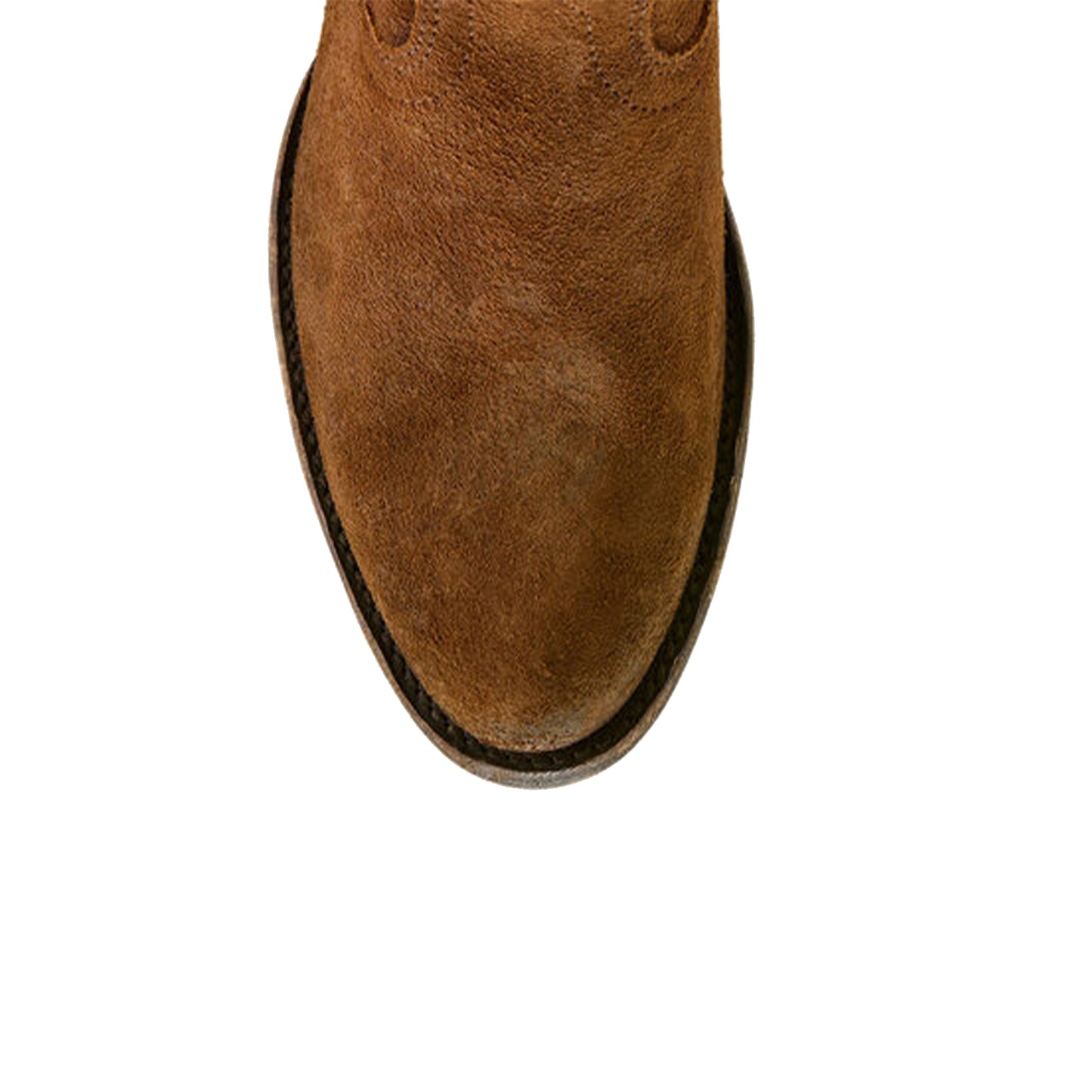 Brown Faux Suede Round-Toe Simple Mid Calf Classic Cowgirl Boots