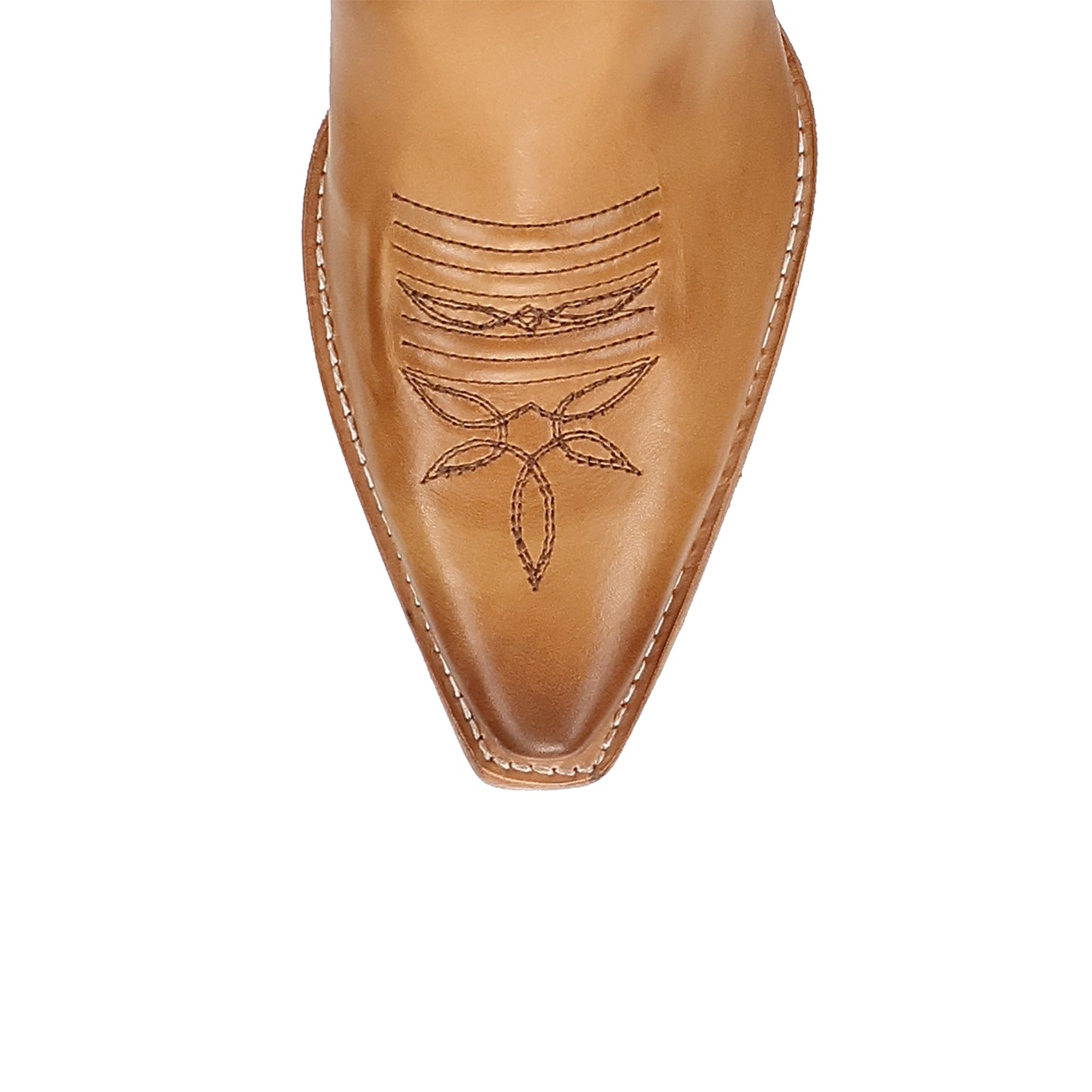 Tan Snip-Toe Grace Embroidery Mid Calf Cowgirl Boots