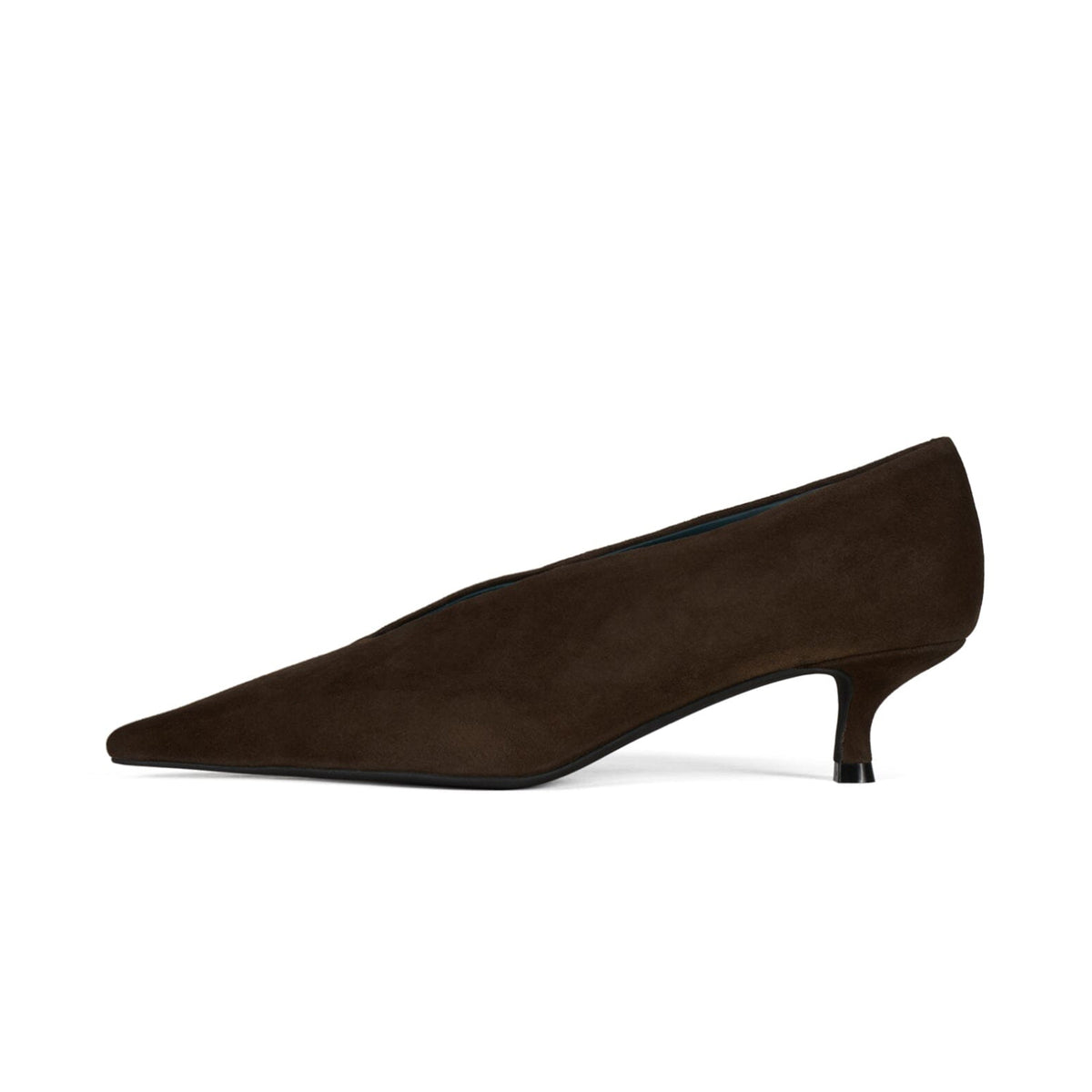 Dark Brown Faux Suede Pointed-Toe Slip-On Chic Kitten Heels