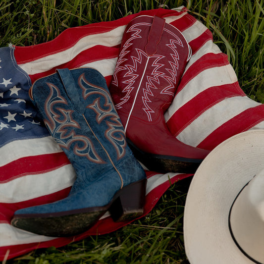 Red Snip-Toe Embroidery Western Mid Calf Cowgirl Boots