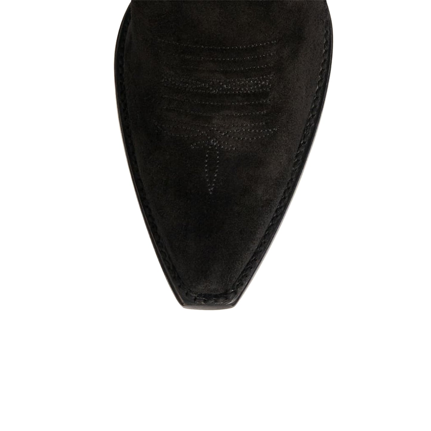 Black Faux Suede Snip-Toe Embroidery Sleek Mid Calf Classic Cowgirl Boots