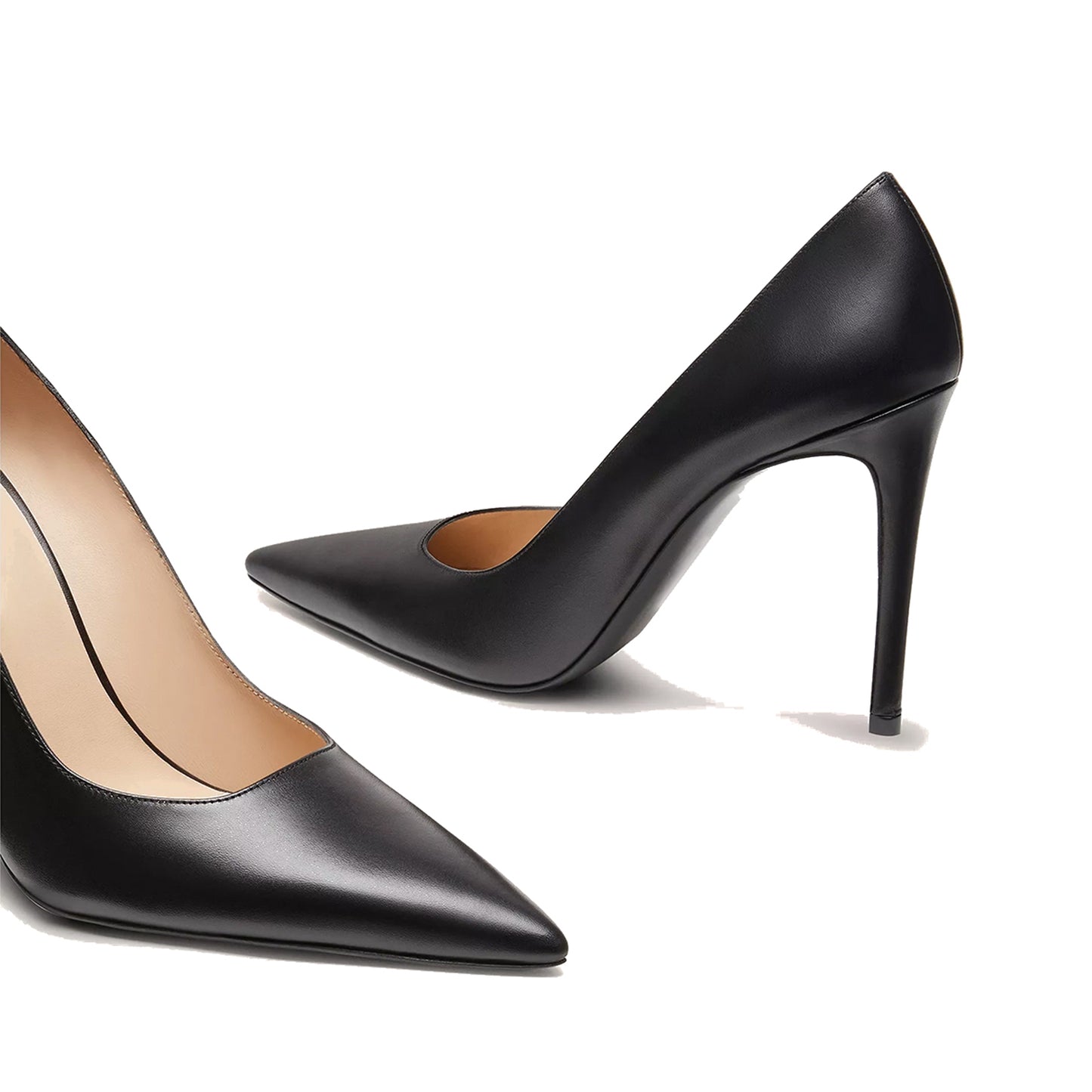 Black Pointed-Toe Slip-On High Heels