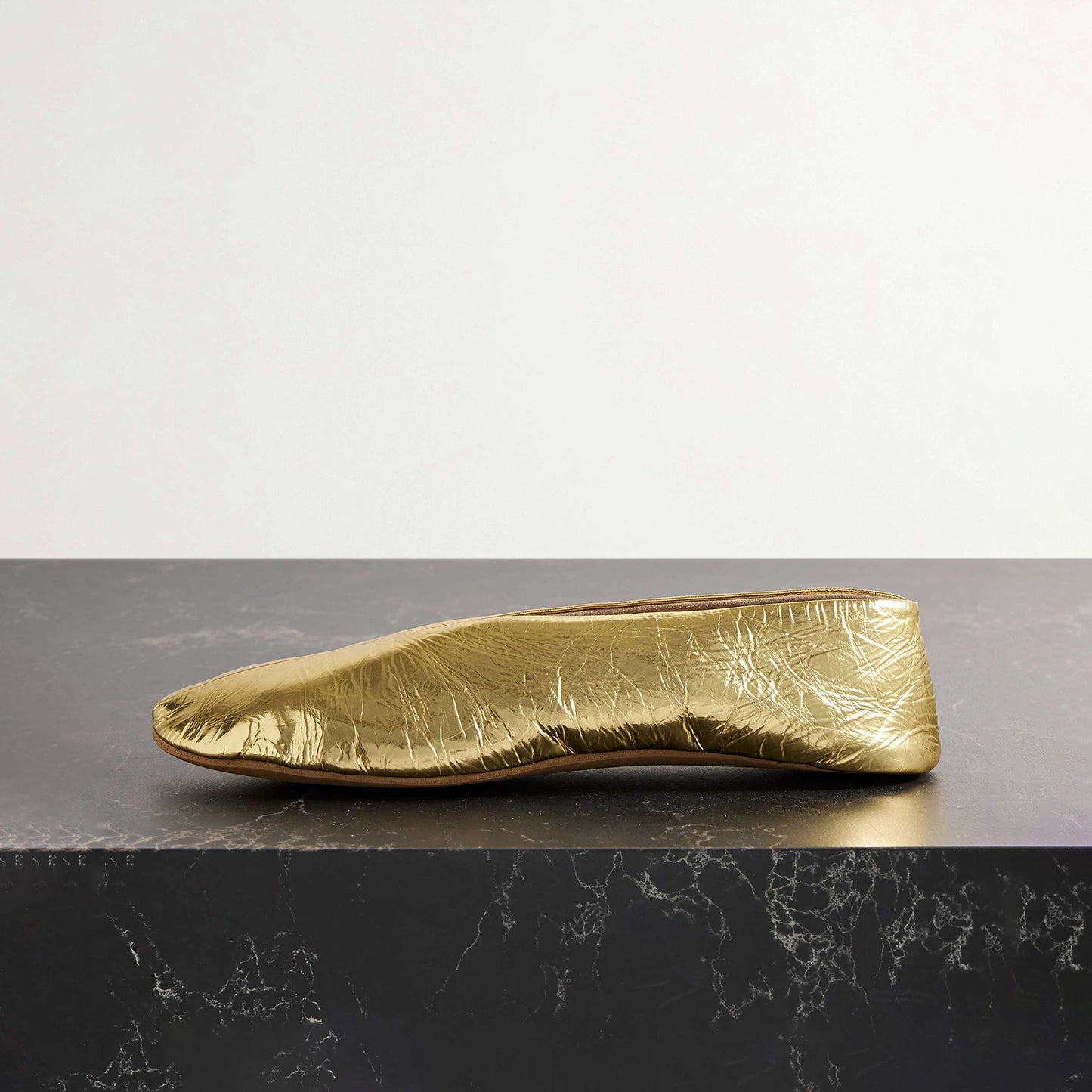 Metallic Gold Round-Toe Classic Ballet Simple Flats