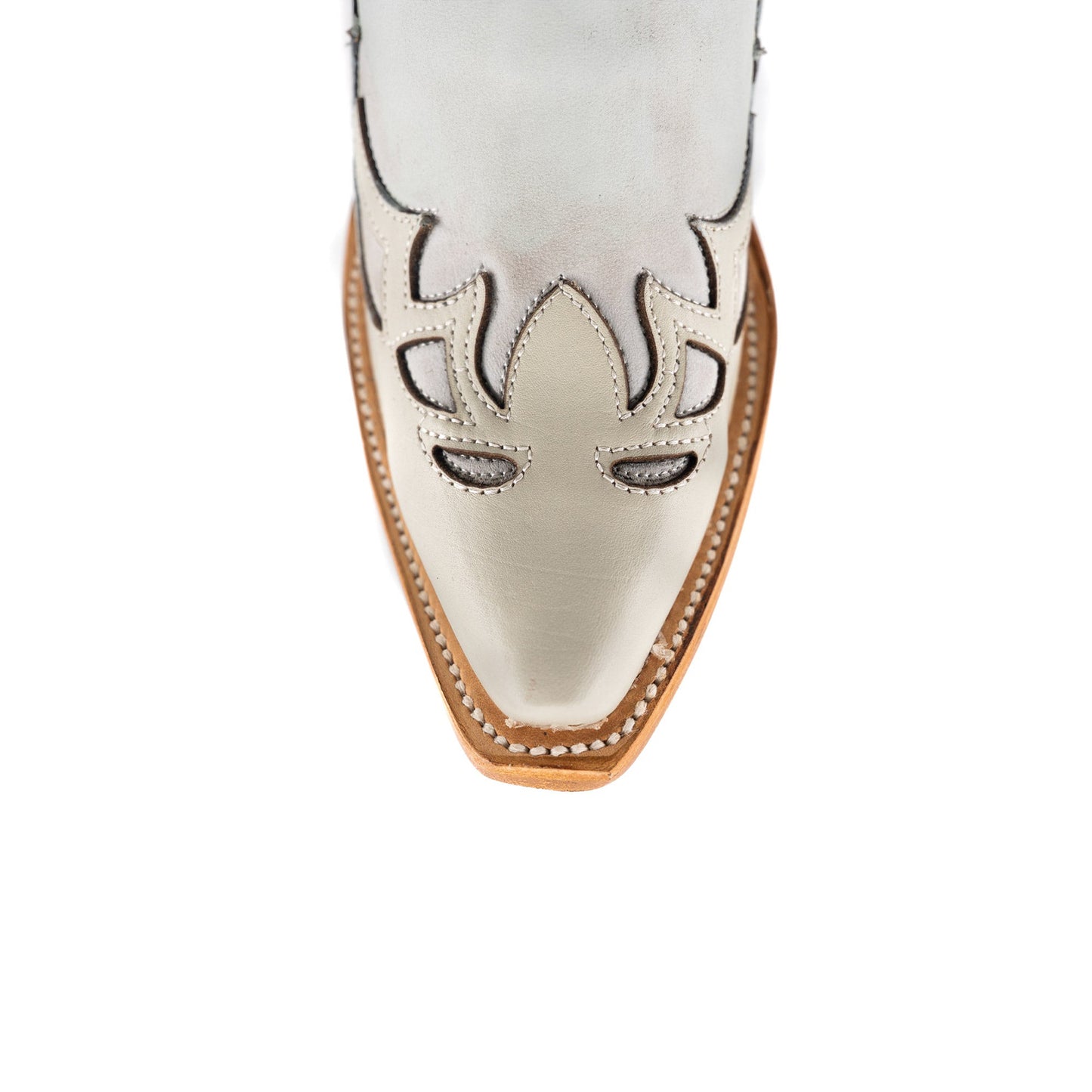 Bone Snip-Toe Eagle Applique Half-Zip Knee High Cowgirl Boots