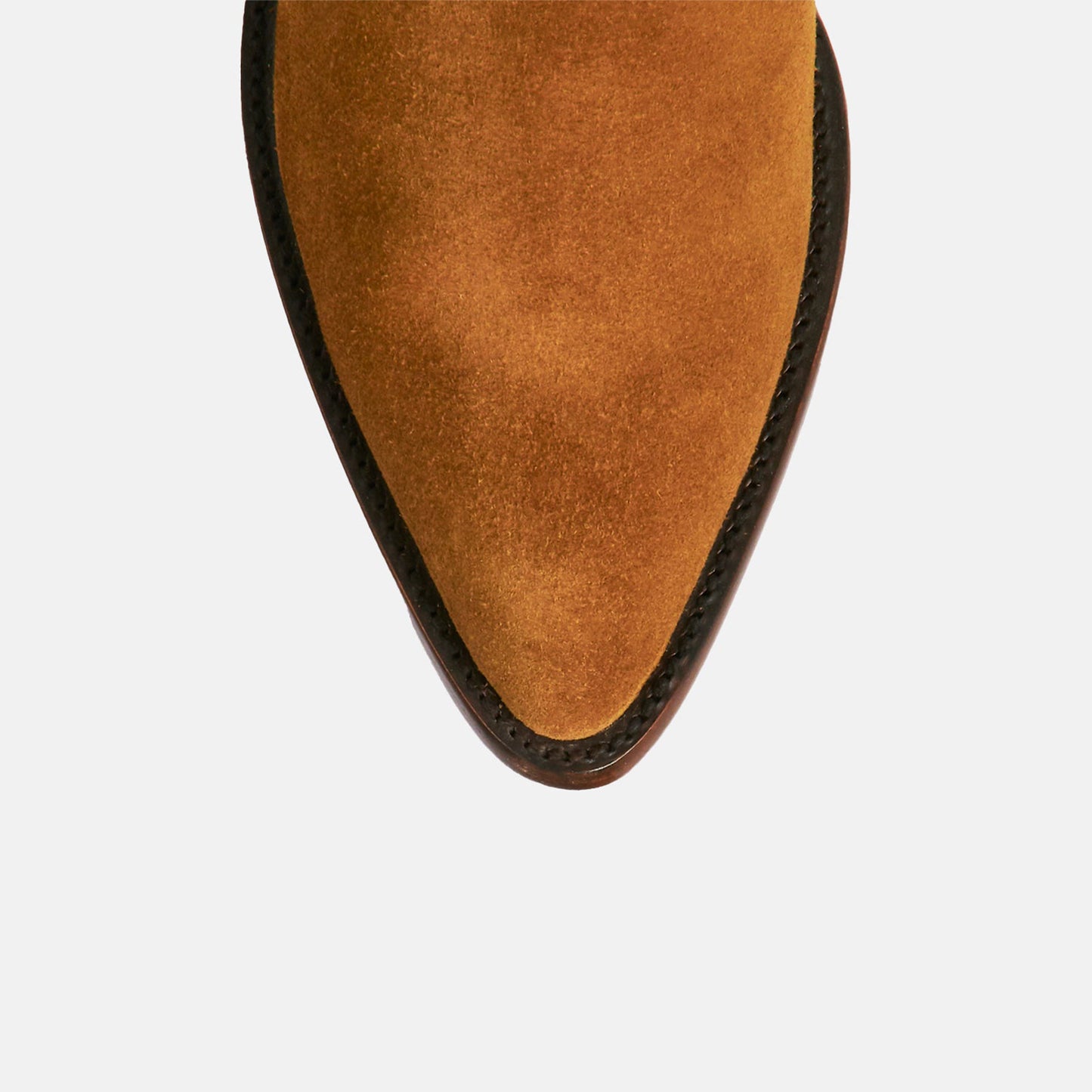 Cognac Faux Suede Round-Toe Side Fringe Half-Zip Simple Ankle Cowgirl Boots