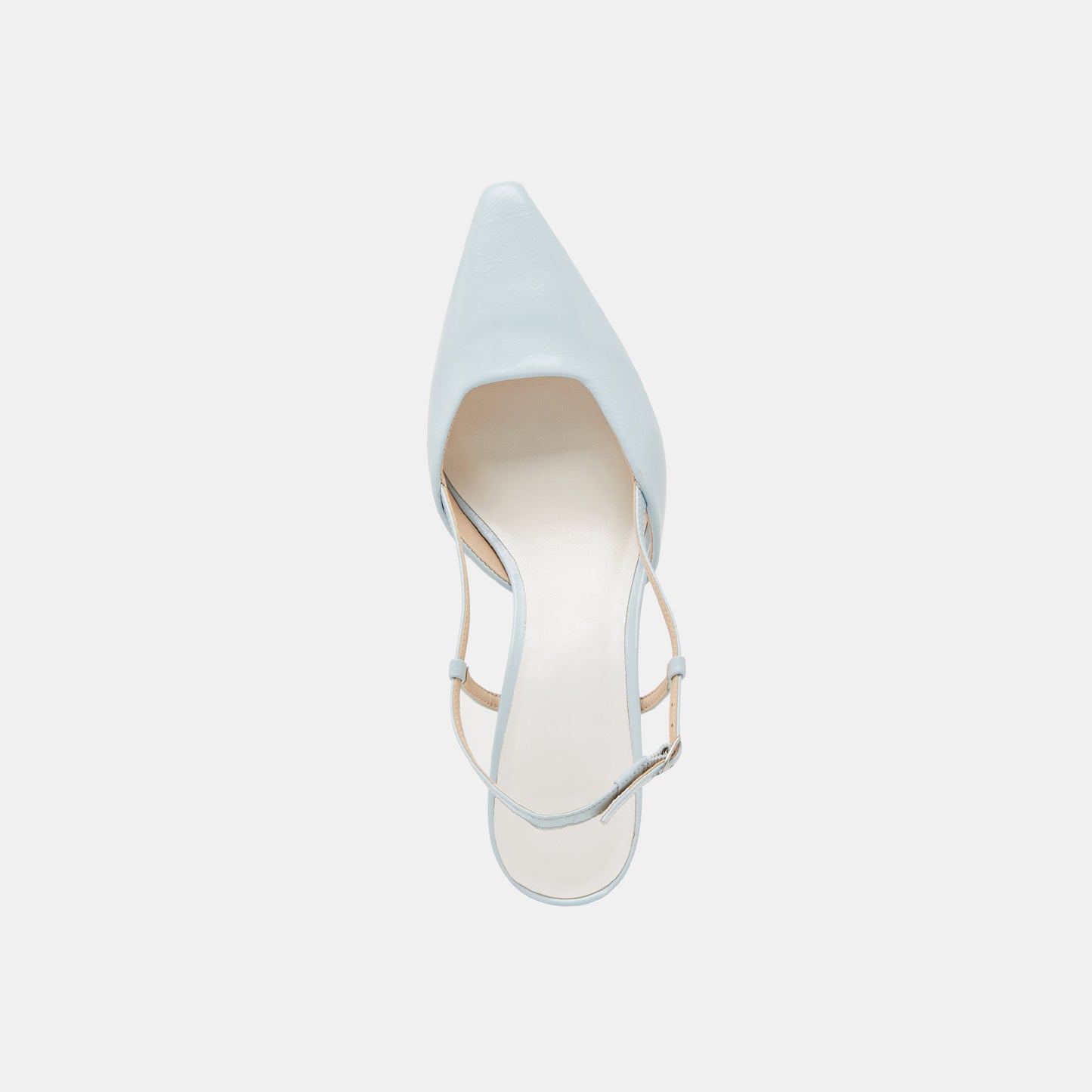 Ice Blue Pointed-Toe Classic Slip-On Slingback Kitten Heels