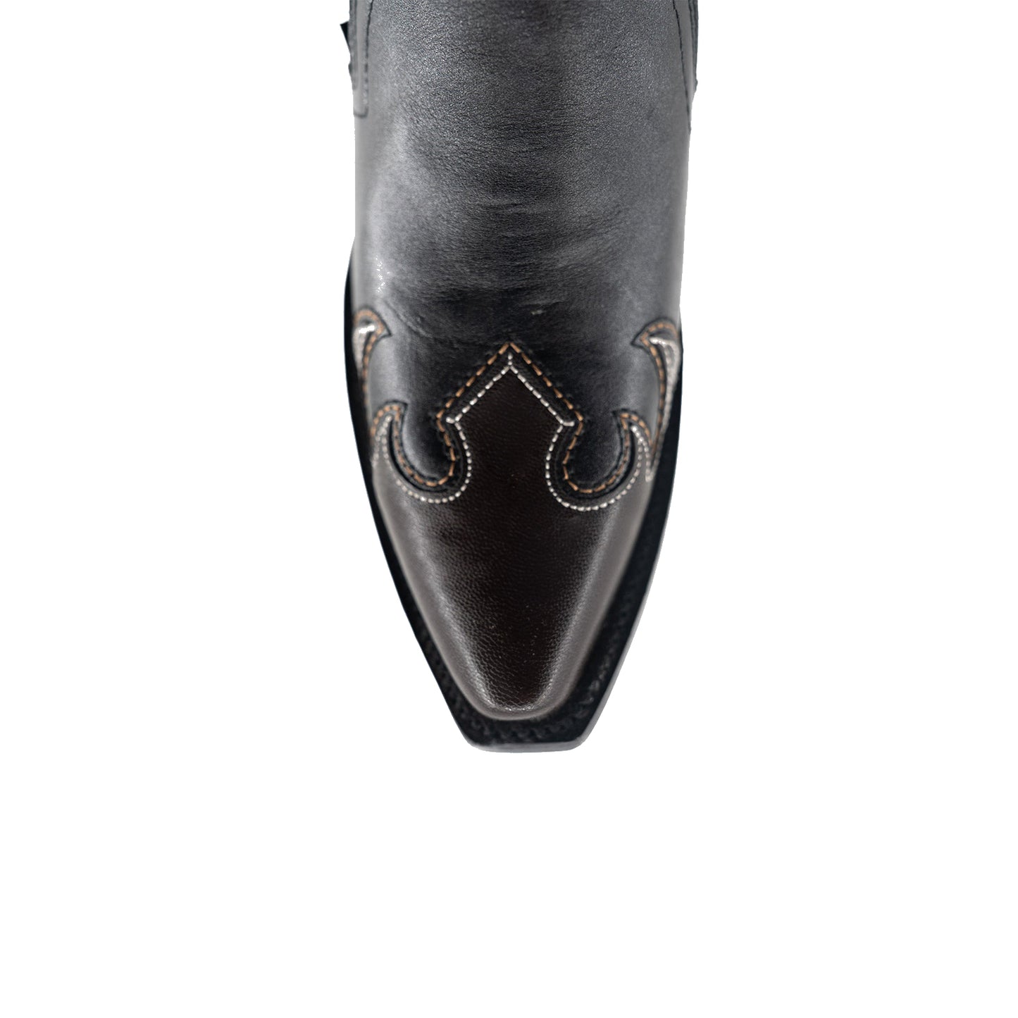 Black Snip-Toe Stylish Embroidery Wide Calf Classic Knee High Cowgirl Boots