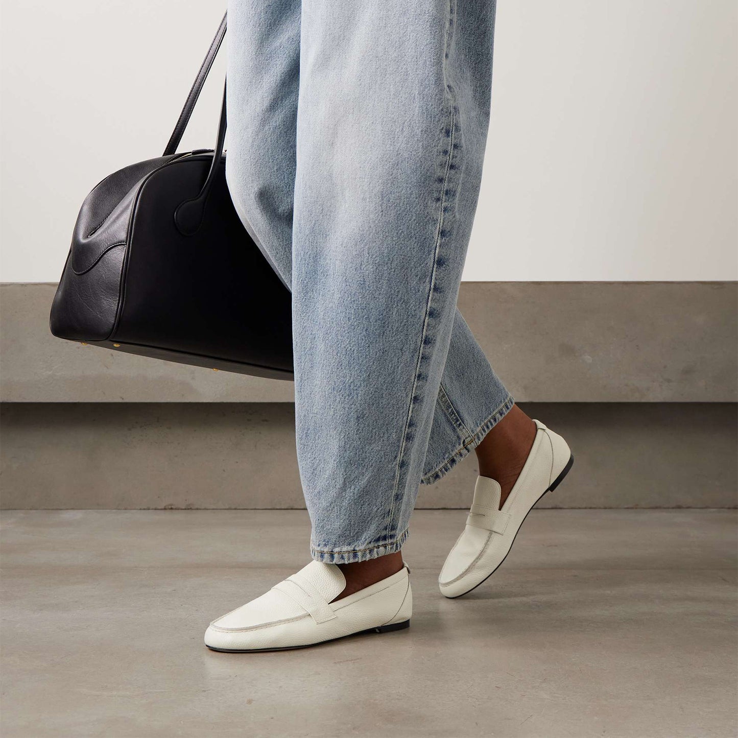 White Vegan Leather Round-Toe Slip-On Chic Loafers Flats
