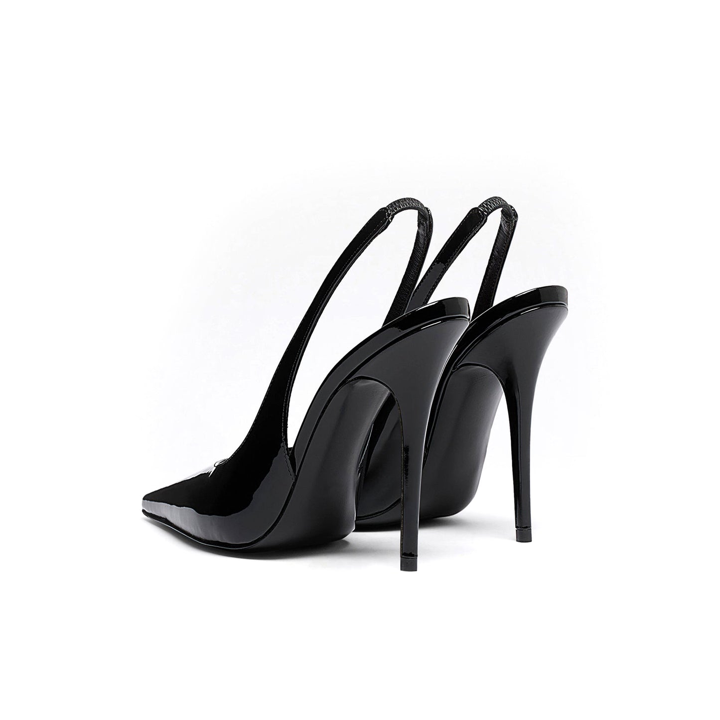 Patent Black Pointed-Toe Classic Slingback High Heels