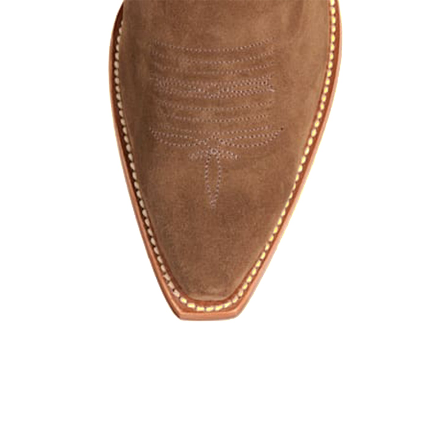 Brown Faux Suede Snip-Toe Embroidery Sleek Mid Calf Classic Cowgirl Boots