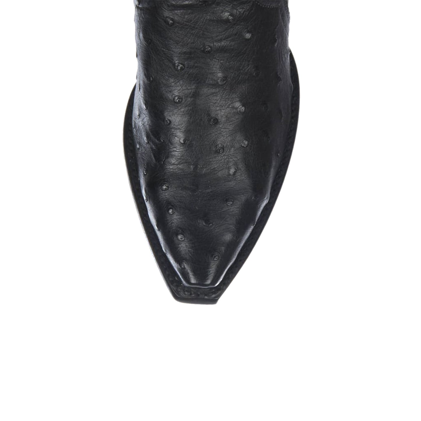 Black Contrast Vegan Leather And Ostrich Print Snip-Toe Embroidery Classic Mid Calf Cowgirl Boots