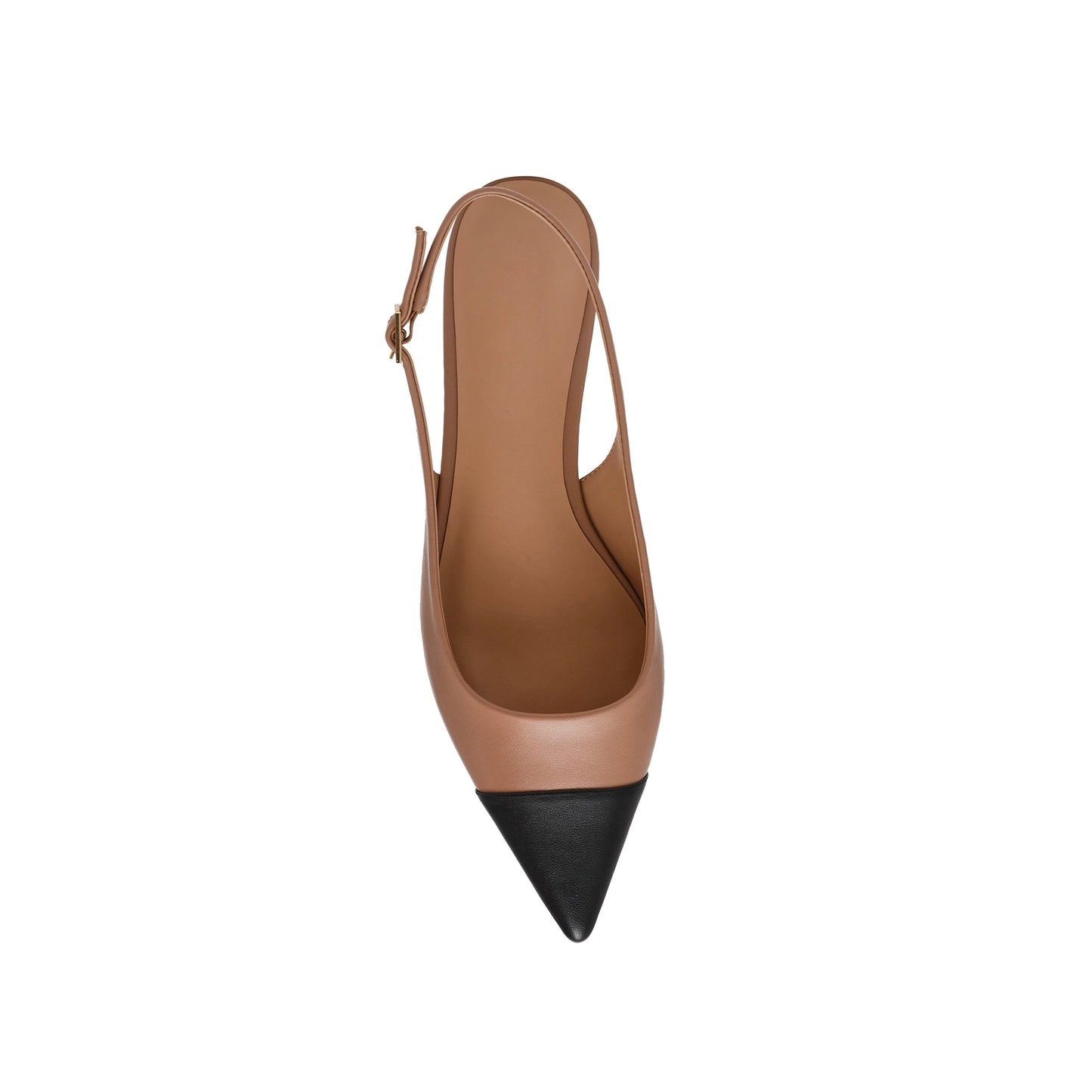 Contrast Black And Nude Pointed-Toe Slingback Flats