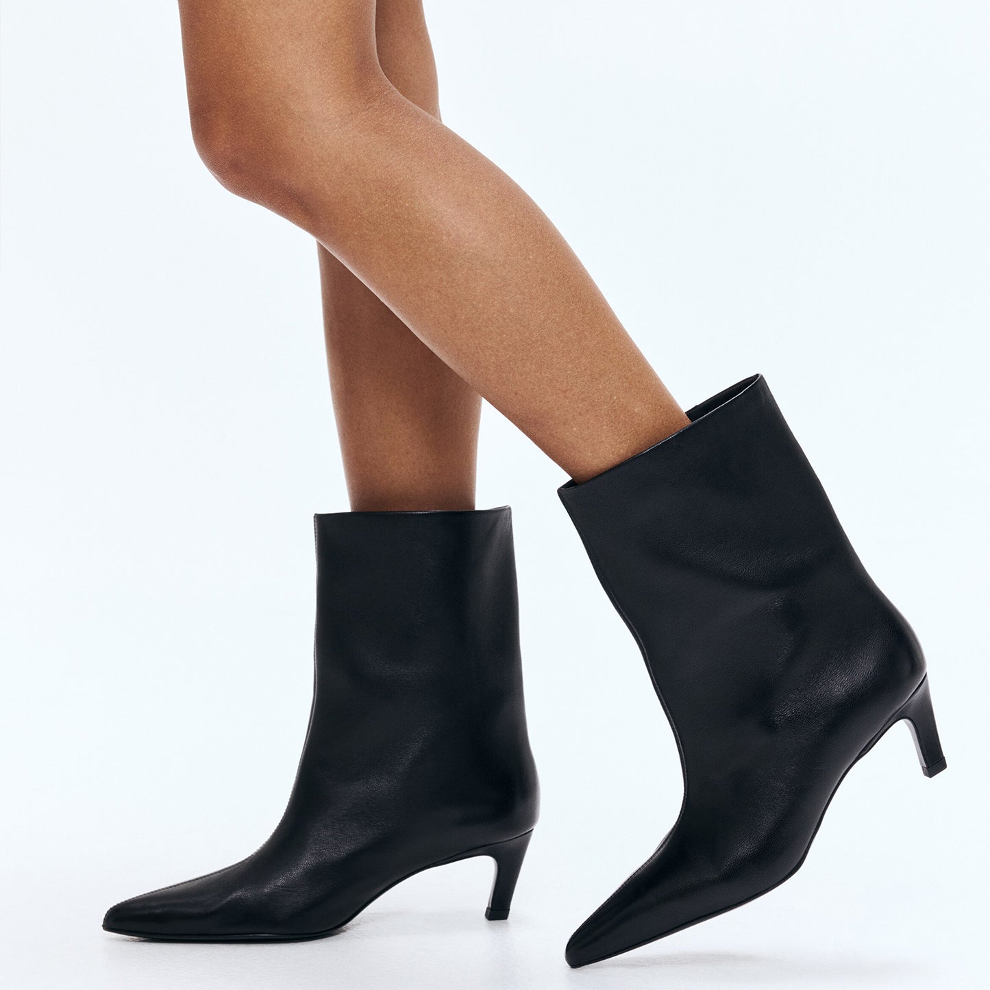 Black Pointed-Toe Ankle Simple Stiletto Boots