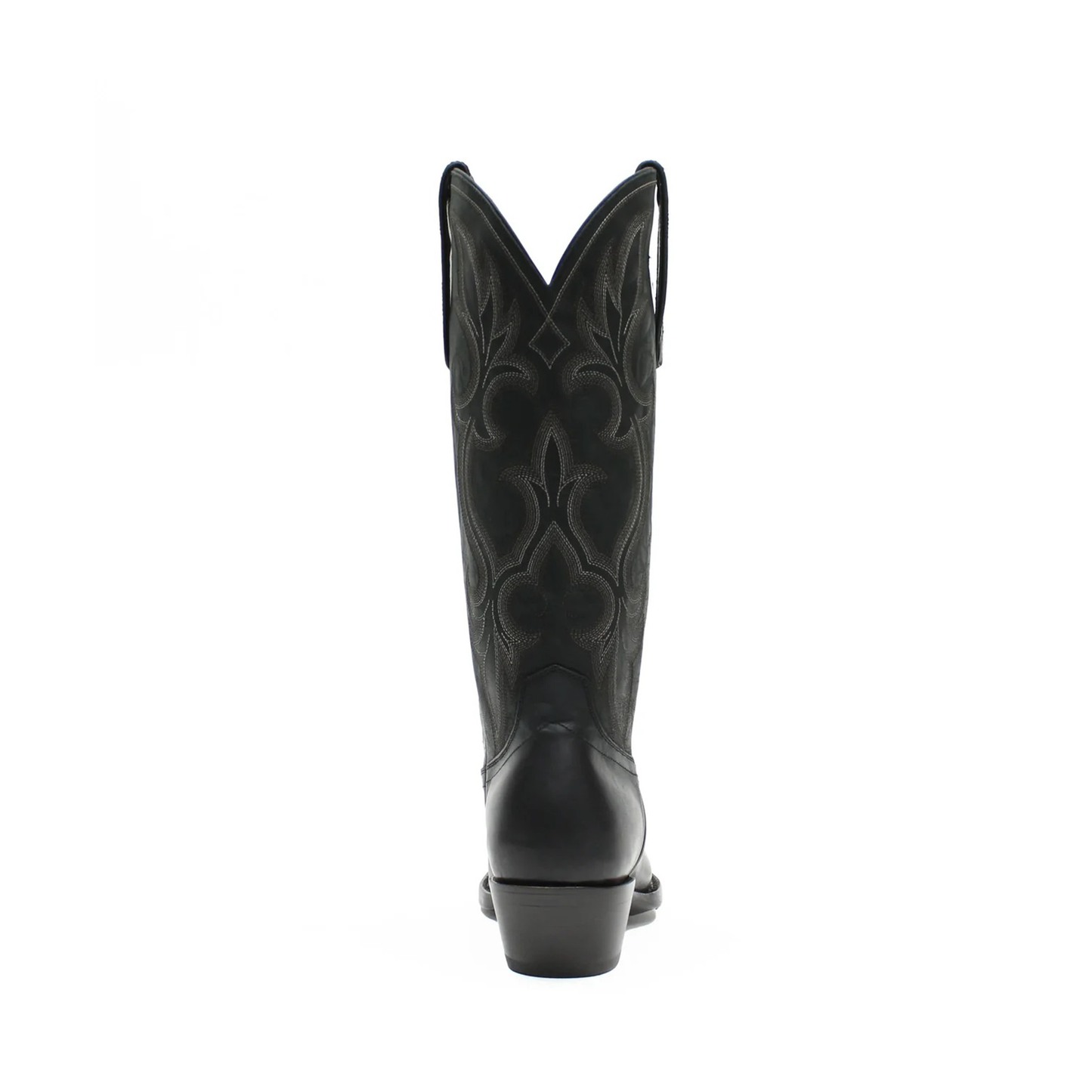 Black Snip-Toe Plant Embroidery Mid Calf Cowgirl Boots