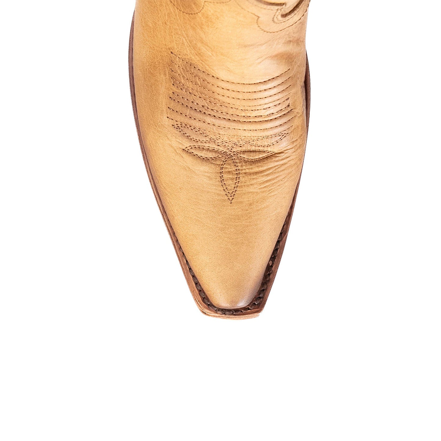 Tan Snip-Toe Half-Zip Western Embroidery Knee High Cowgirl Boots