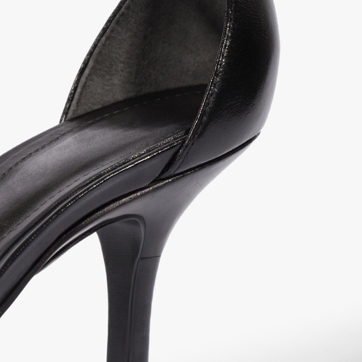 Black Vegan Leather Pointed-Toe Chic Ankle Strap Slip-On High Heels