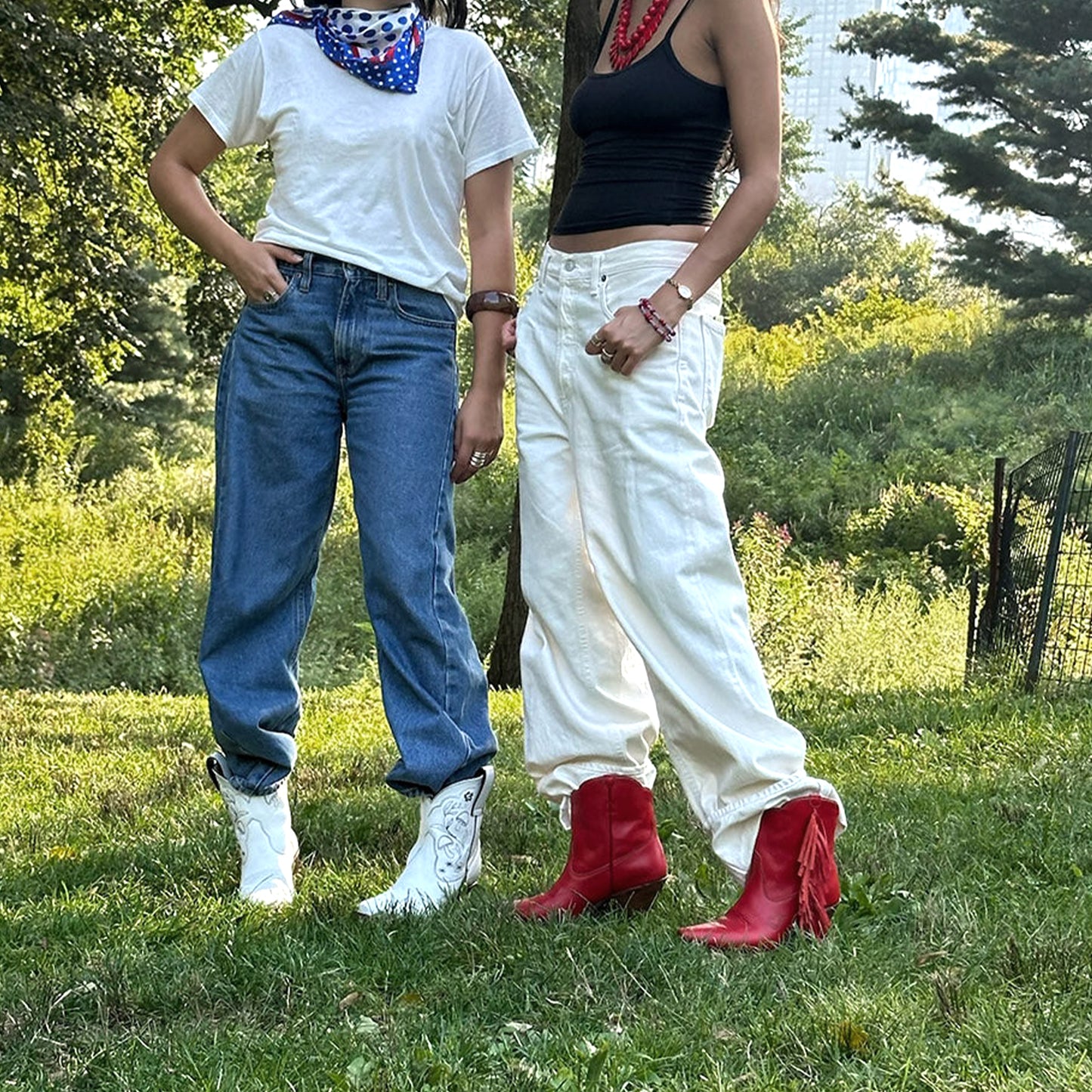 Red Snip-Toe Side Fringe Ankle Cowgirl Boots