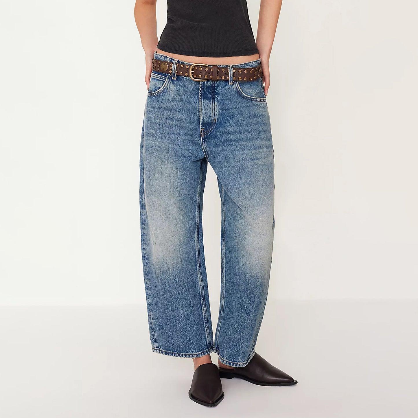 Chocolate Pointed-Toe Slip-on Simple Ballet Flats