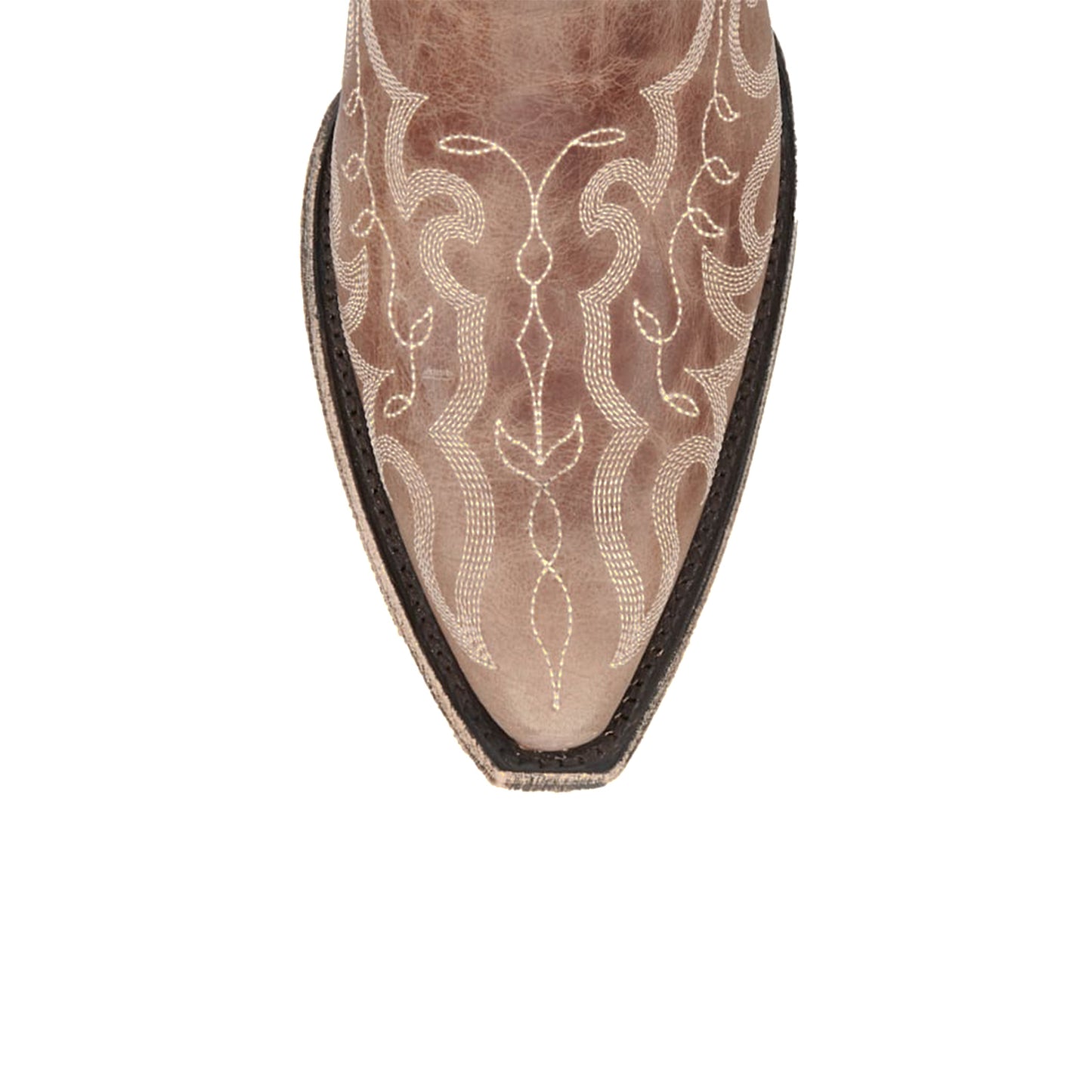 Tan Snip-Toe Delicate Embroidery Mid Calf Cowgirl Boots