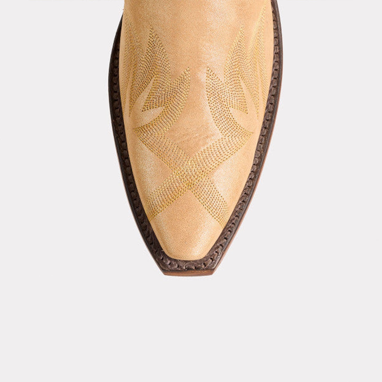 Metallic Champagne Snip-Toe Western Embroidery Mid Calf Chic Cowgirl Boots