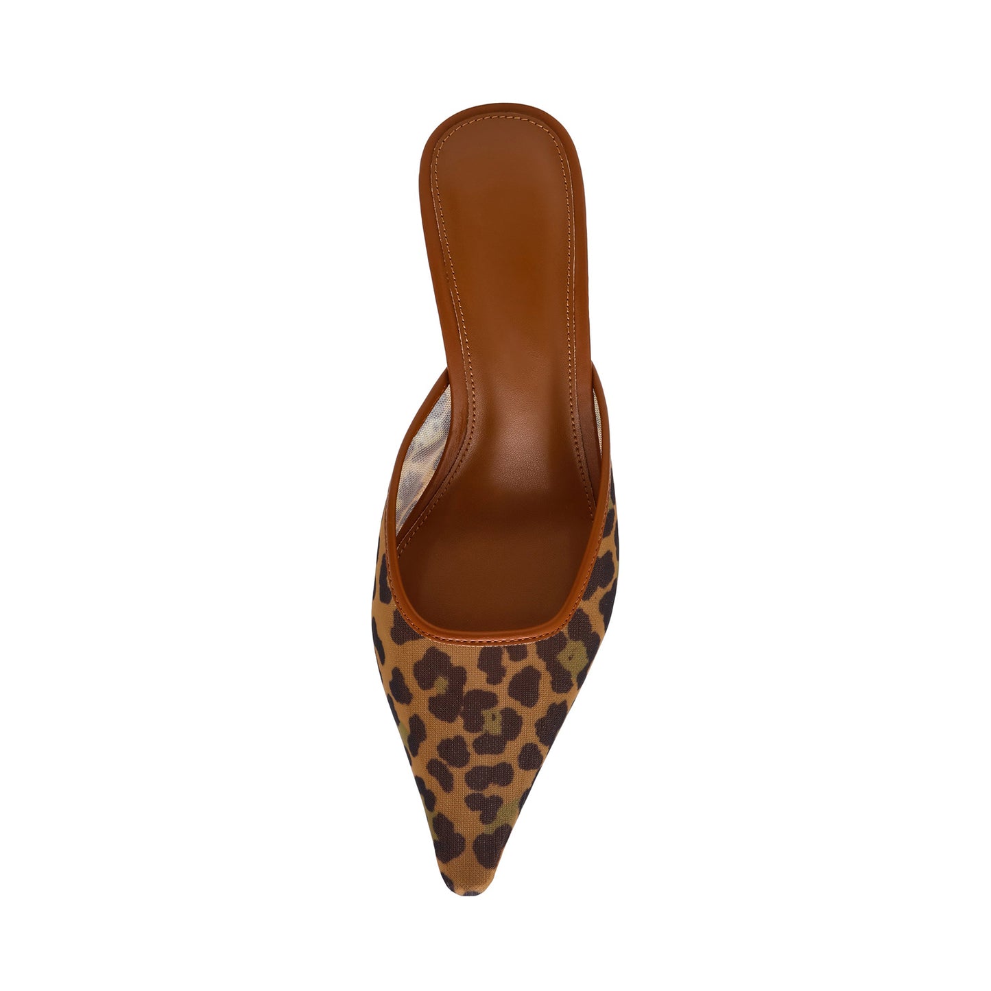 Leopard Mesh Pointed-Toe Classic Slip-On Backless Kitten Heels