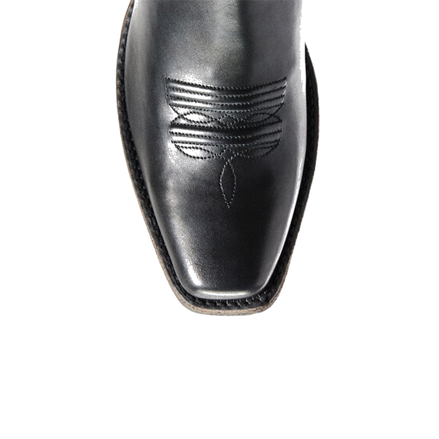 Black Square-Toe Chic Embroidery Classic Mid Calf Cowgirl Boots