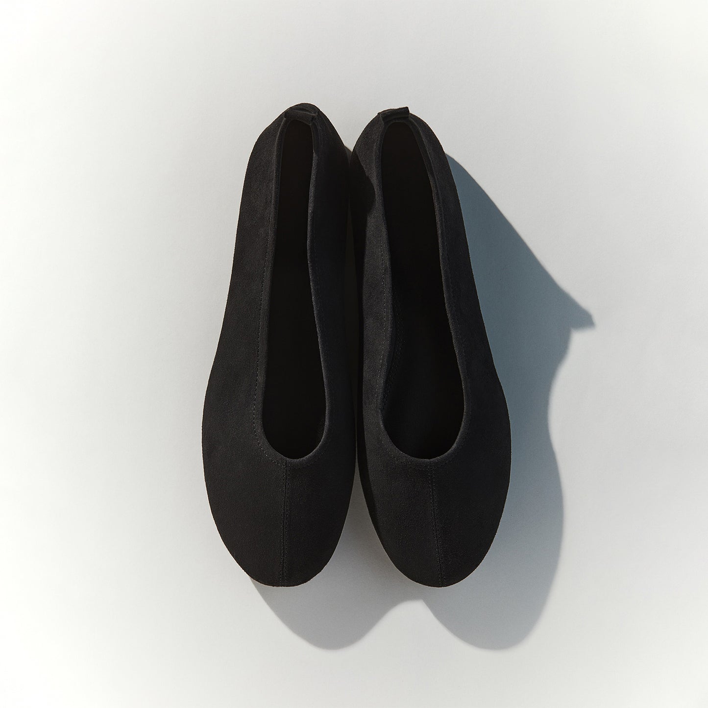 Black Faux Suede Round-Toe Ballet Chic Flats