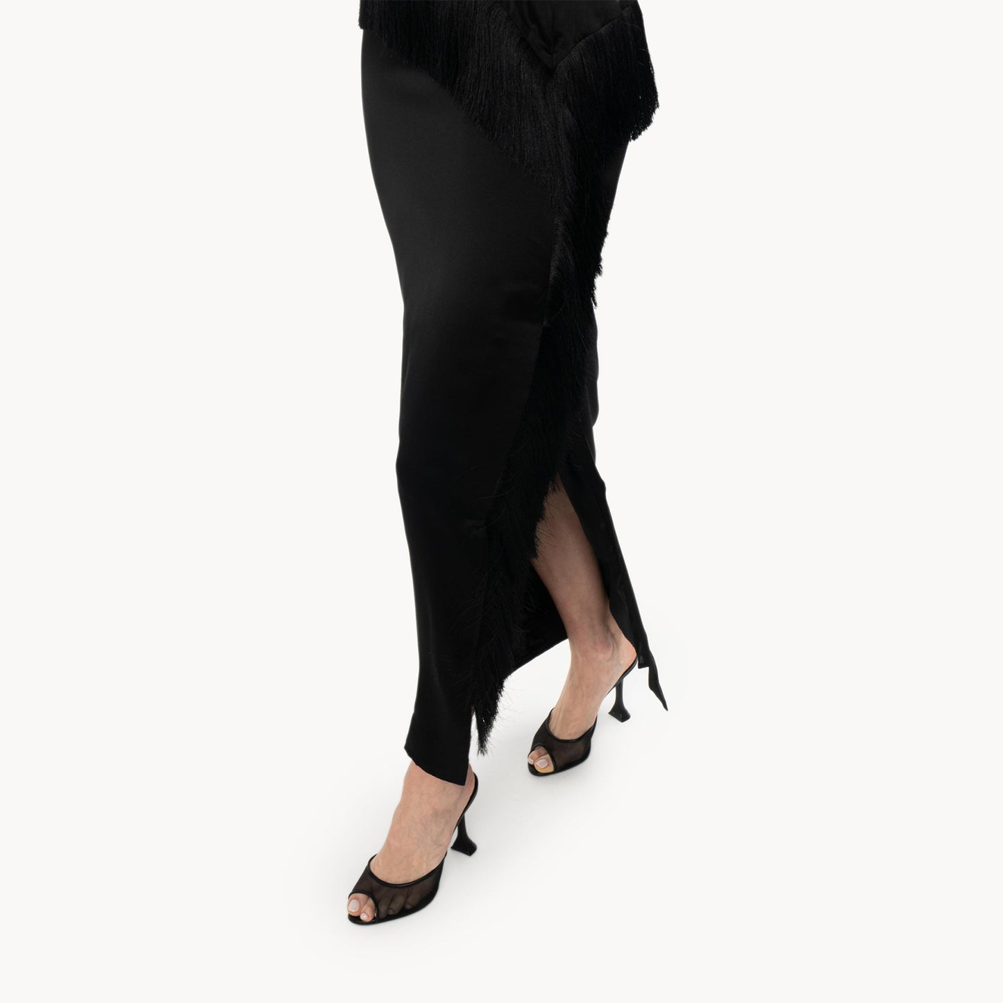 Black Mesh Almond-Toe Backless Simple High Heels