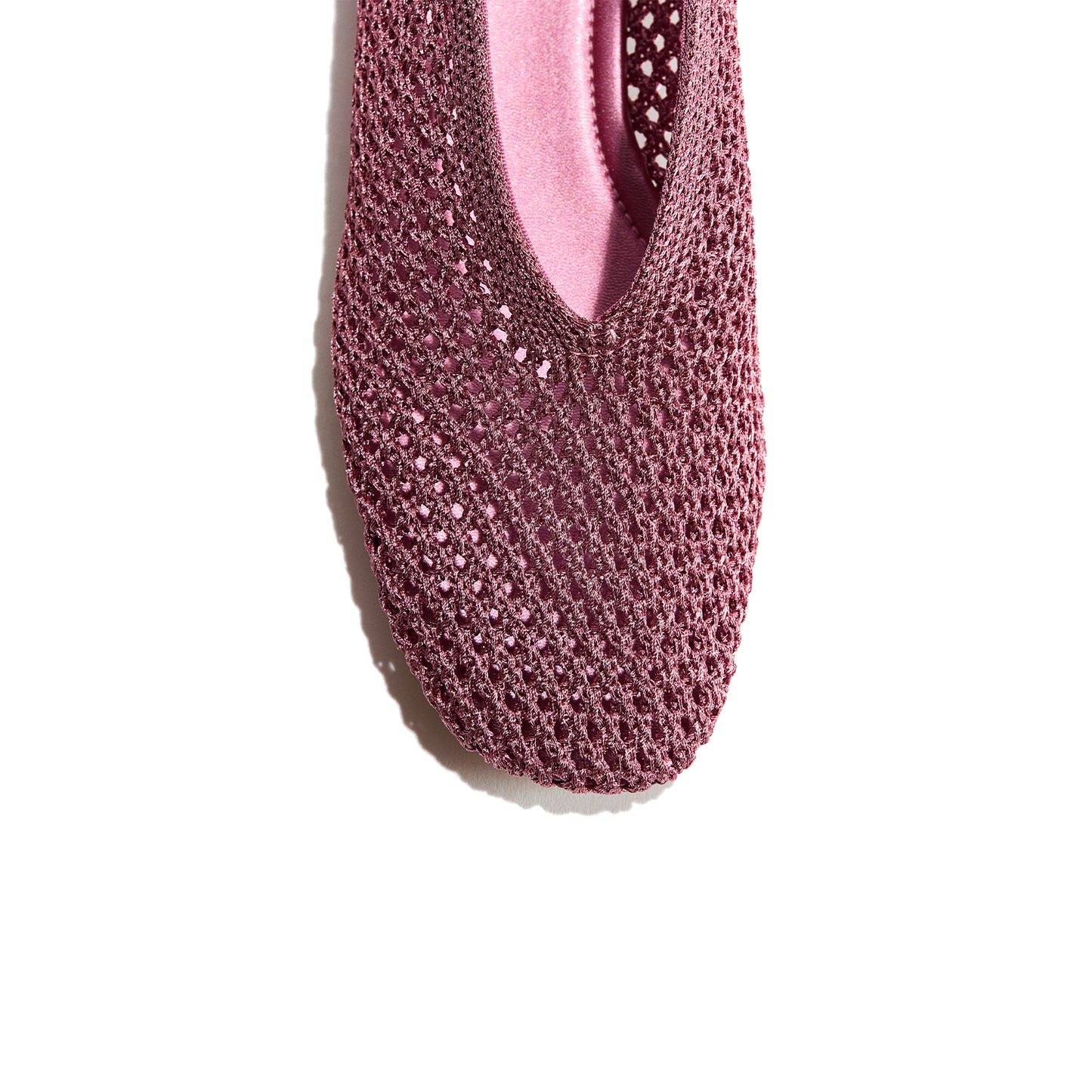 Pink Woven Square-Toe Simple Slip-On Ballet Classic Flats