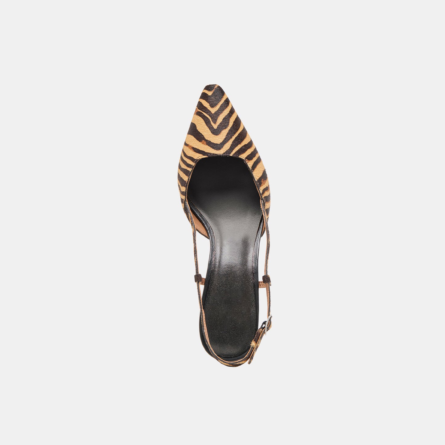Zebra Pony Hair Print Pointed-Toe Classic Slip-On Slingback Kitten Heels