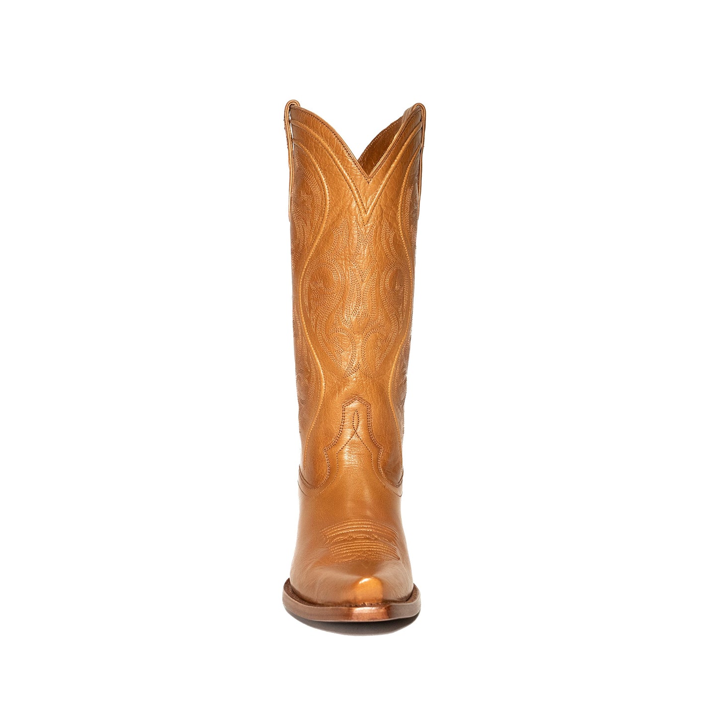 Tan Snip-Toe Embroidery Chic Mid Calf Cowgirl Boots