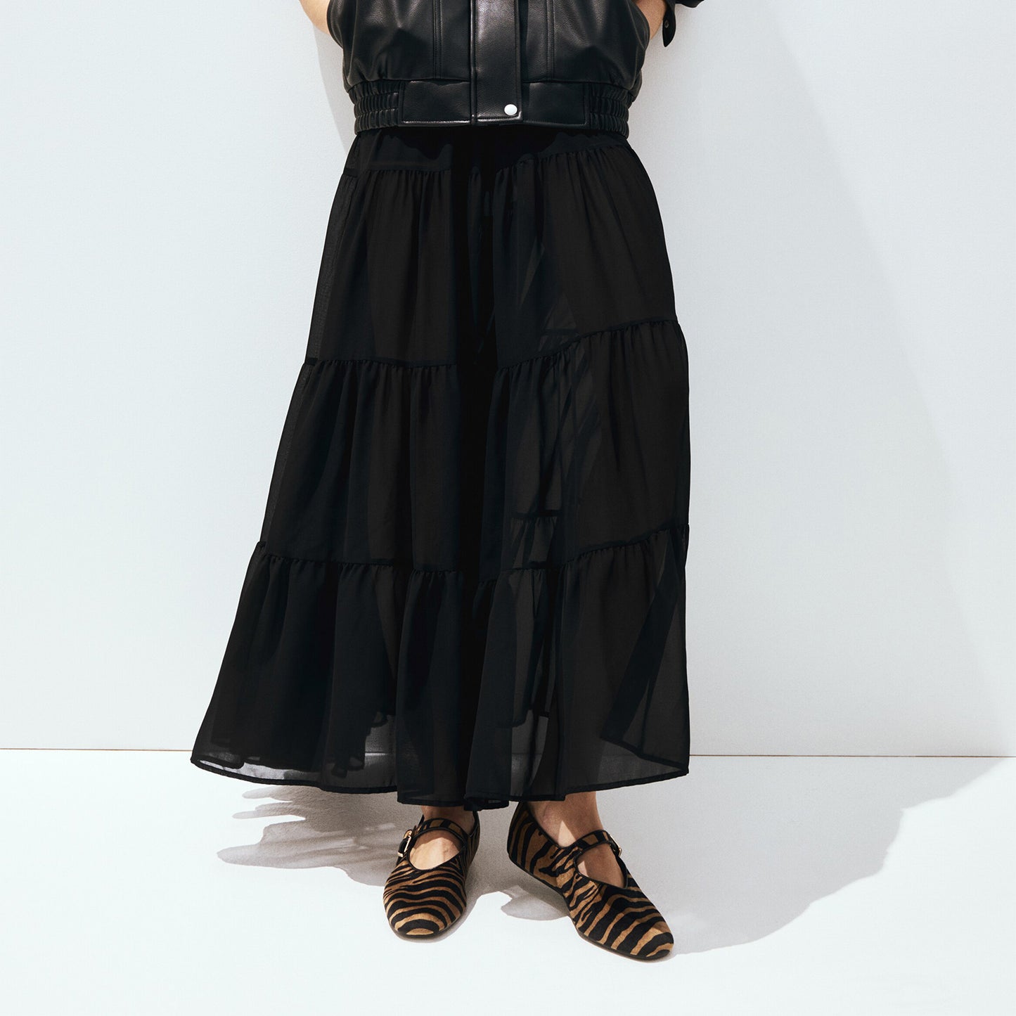 Beige Zebra Pony Hair Square-Toe Bridge Strap Ballet Flats