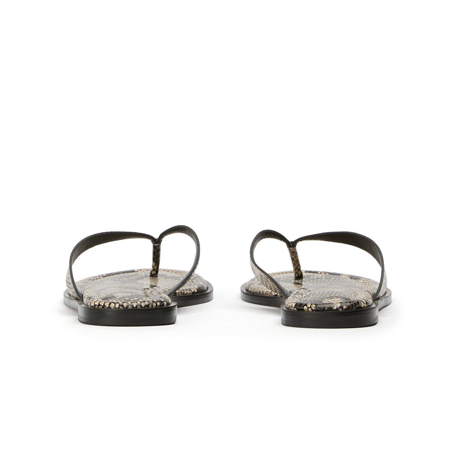 Snakeskin Round-Toe Slip-On Flip-Flops Sandal Flats