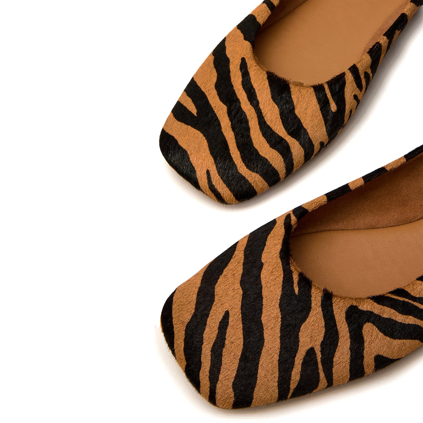 Zebra Print Square-Toe Slip-On Stylish Flats